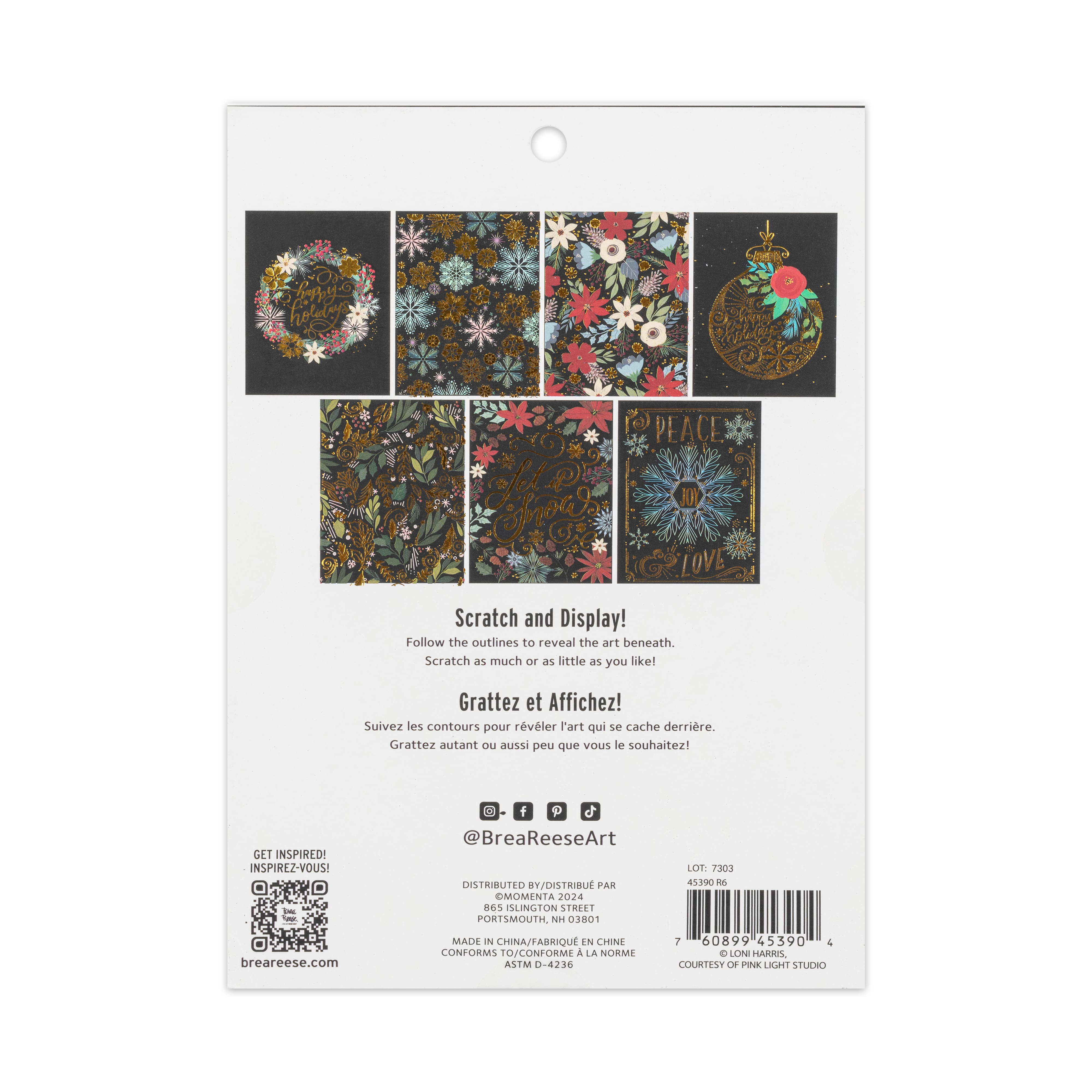 Brea Reese&#x2122; 6&#x22; x 8&#x22; Holiday Floral Scratch Art Paper Pad