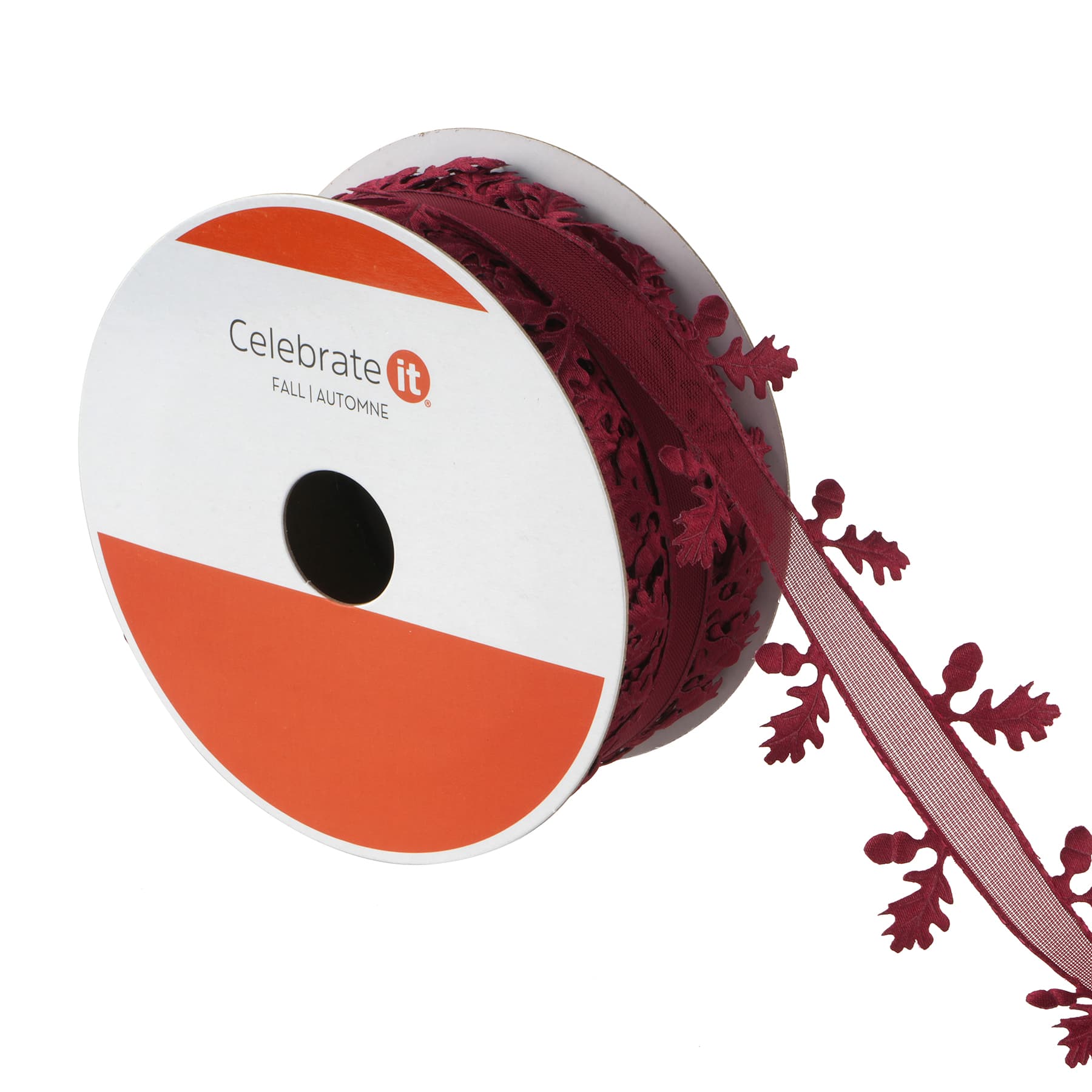 1.5" x 30ft. Red Leaf Ribbon by Celebrate It®
