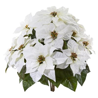 24" White Poinsettia Artificial Plant Set | Michaels