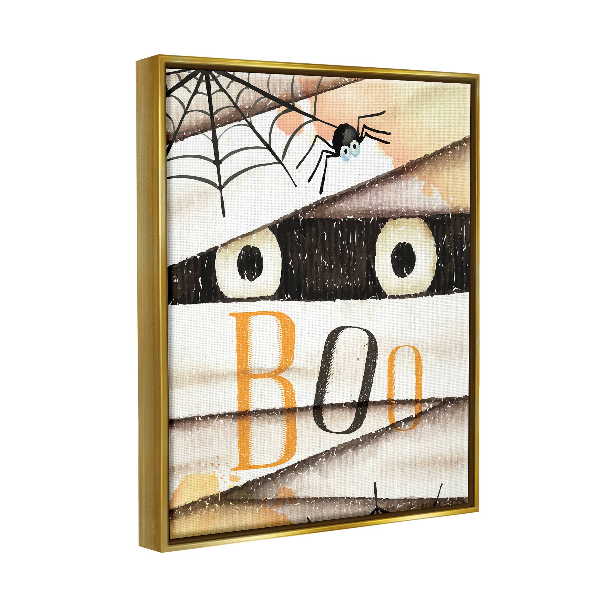 Stupell Industries Boo Creepy Eyes Peeking Framed Floater Canvas Wall Art
