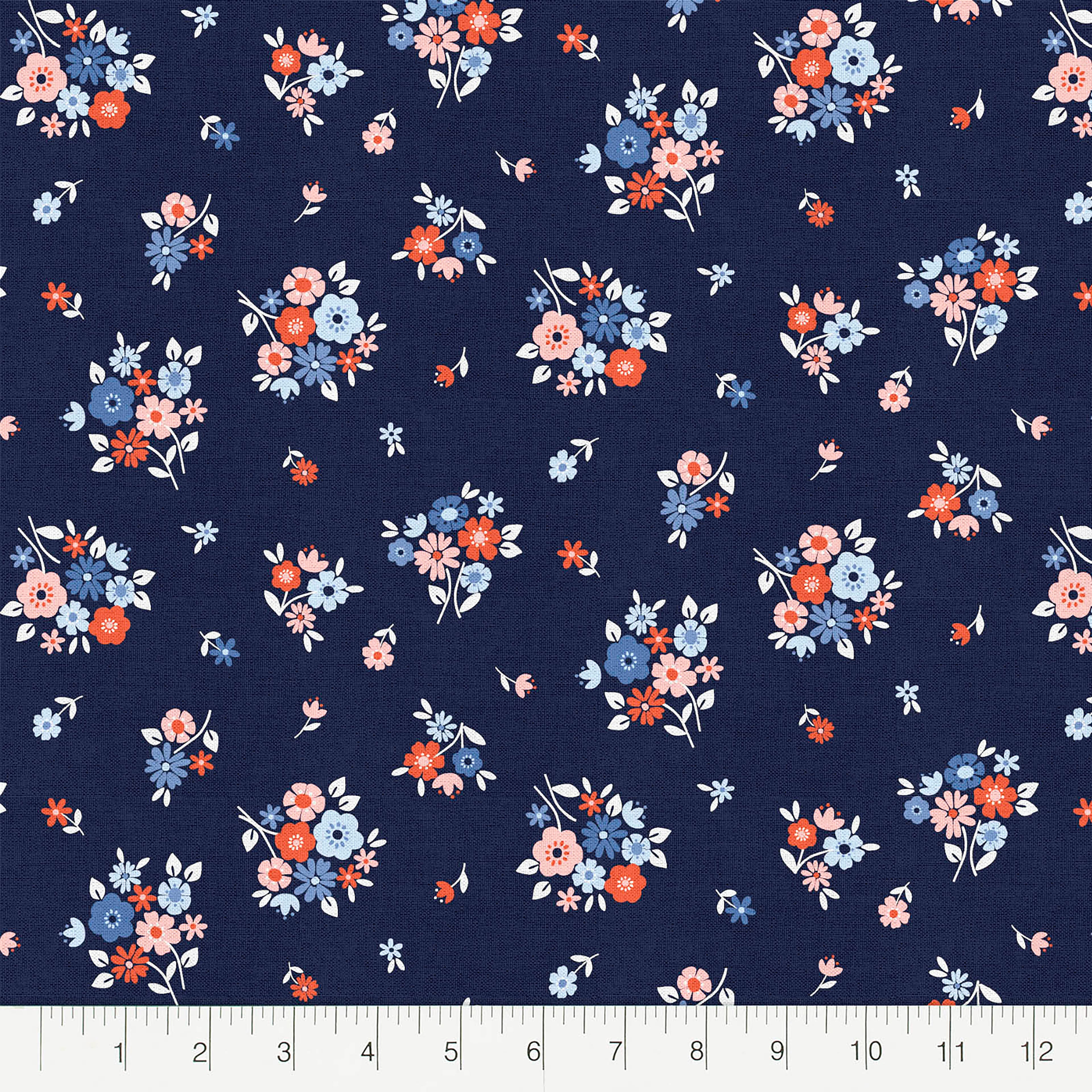 Fabric Editions Navy Carolina Bouquet Cotton Fabric