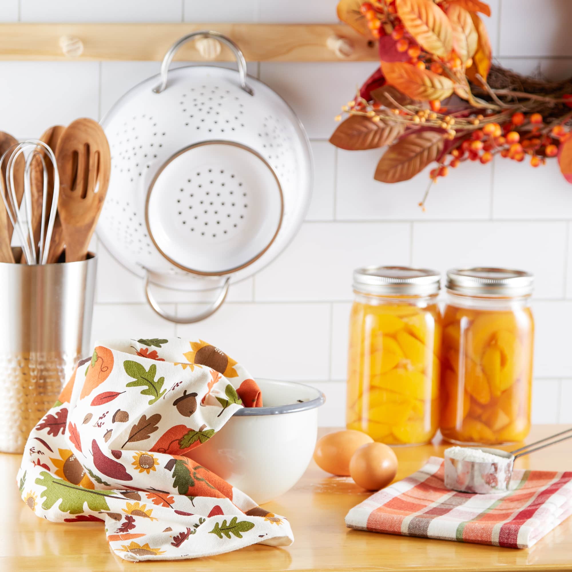 DII&#xAE; Pumpkin Spice Plaid Dishtowel Set