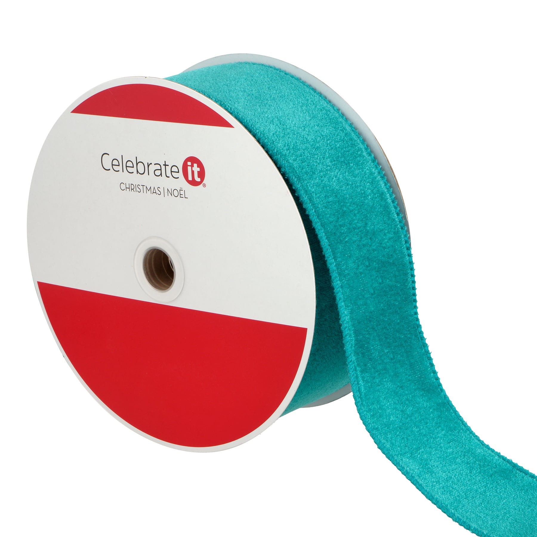 2.5&#x22; x 80ft. Turquoise Flocked Wired Jumbo Ribbon by Celebrate It&#xAE;