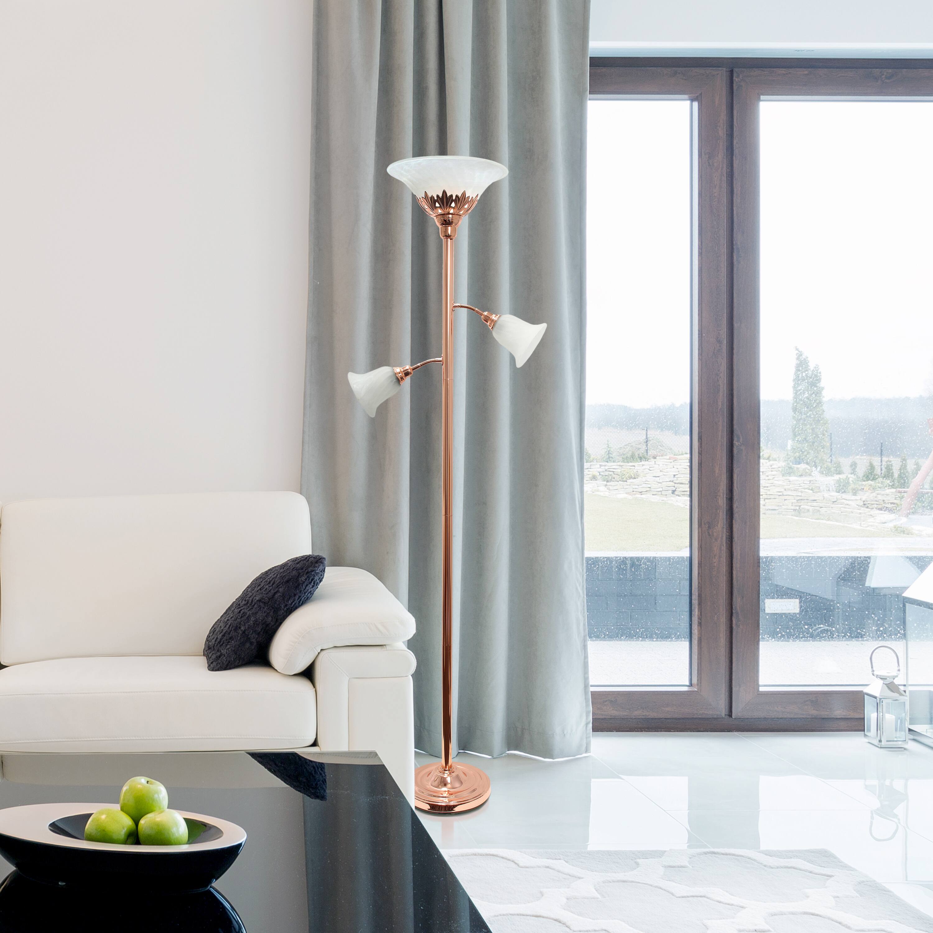 Lalia Home Torchiere Floor Lamp with 2 Reading Lights