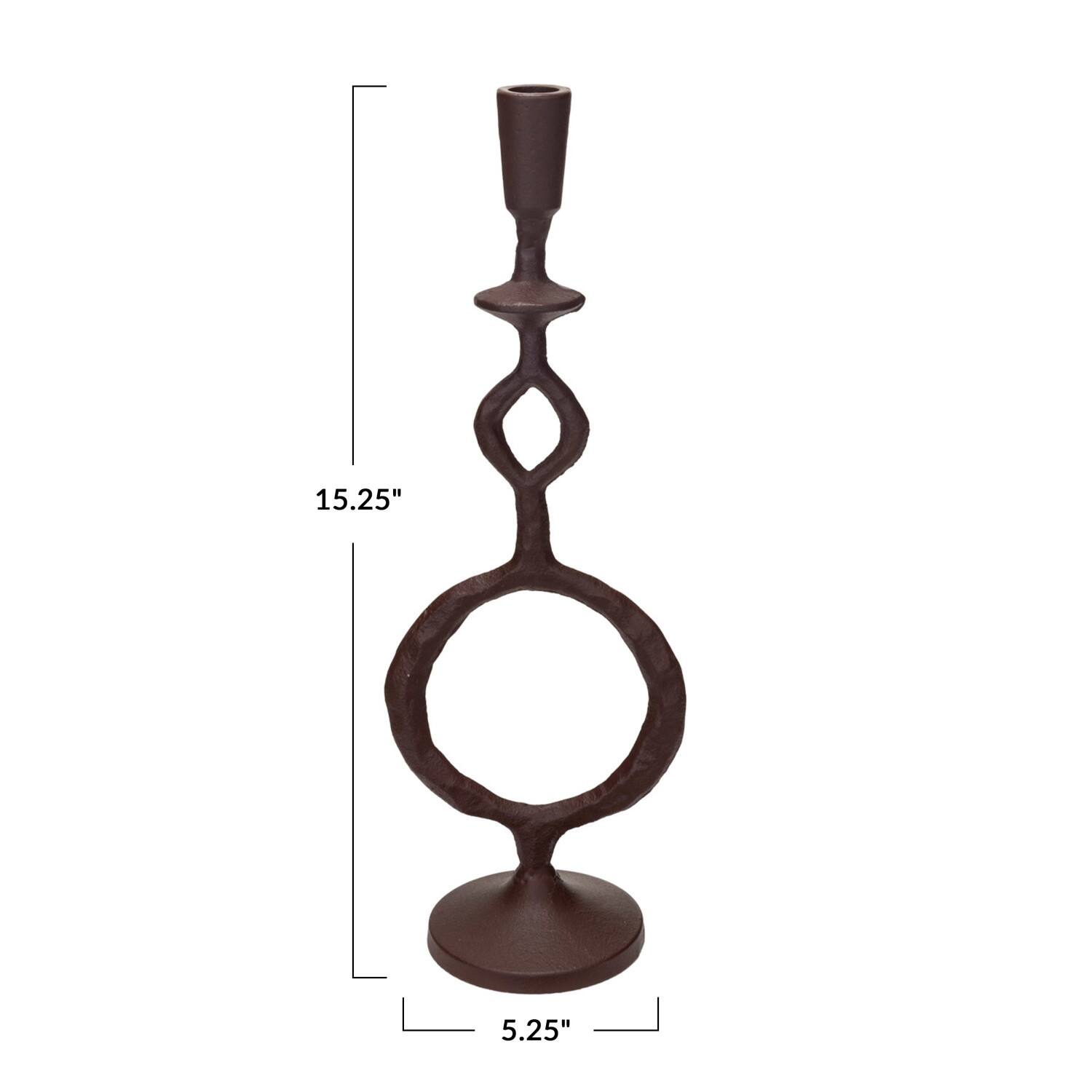 Hello Honey® 15" Brown Decorative Cast Metal Taper Candle Holder