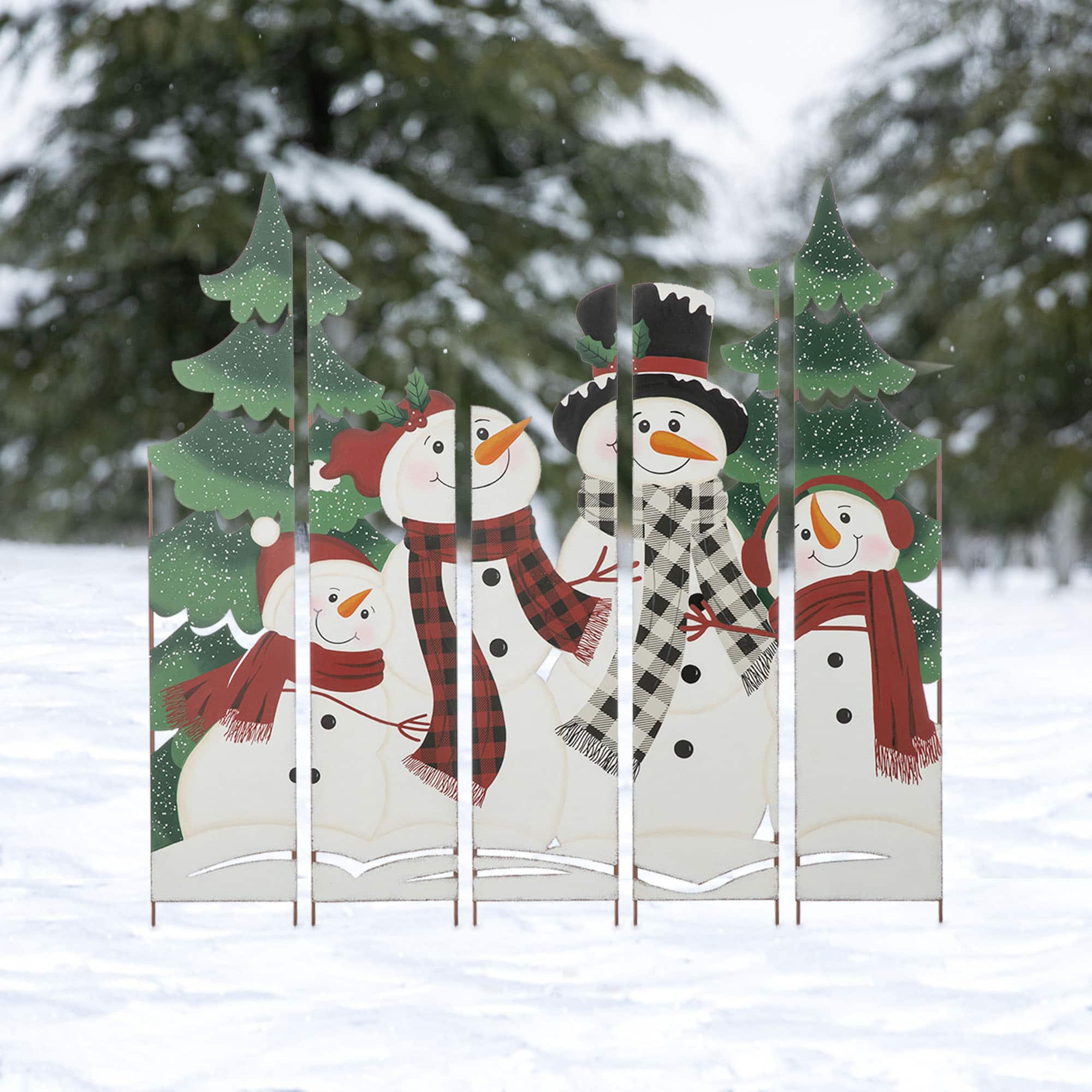 Glitzhome&#xAE; 41.5&#x27;&#x27; Metal Snowman Family Combo Yardstake