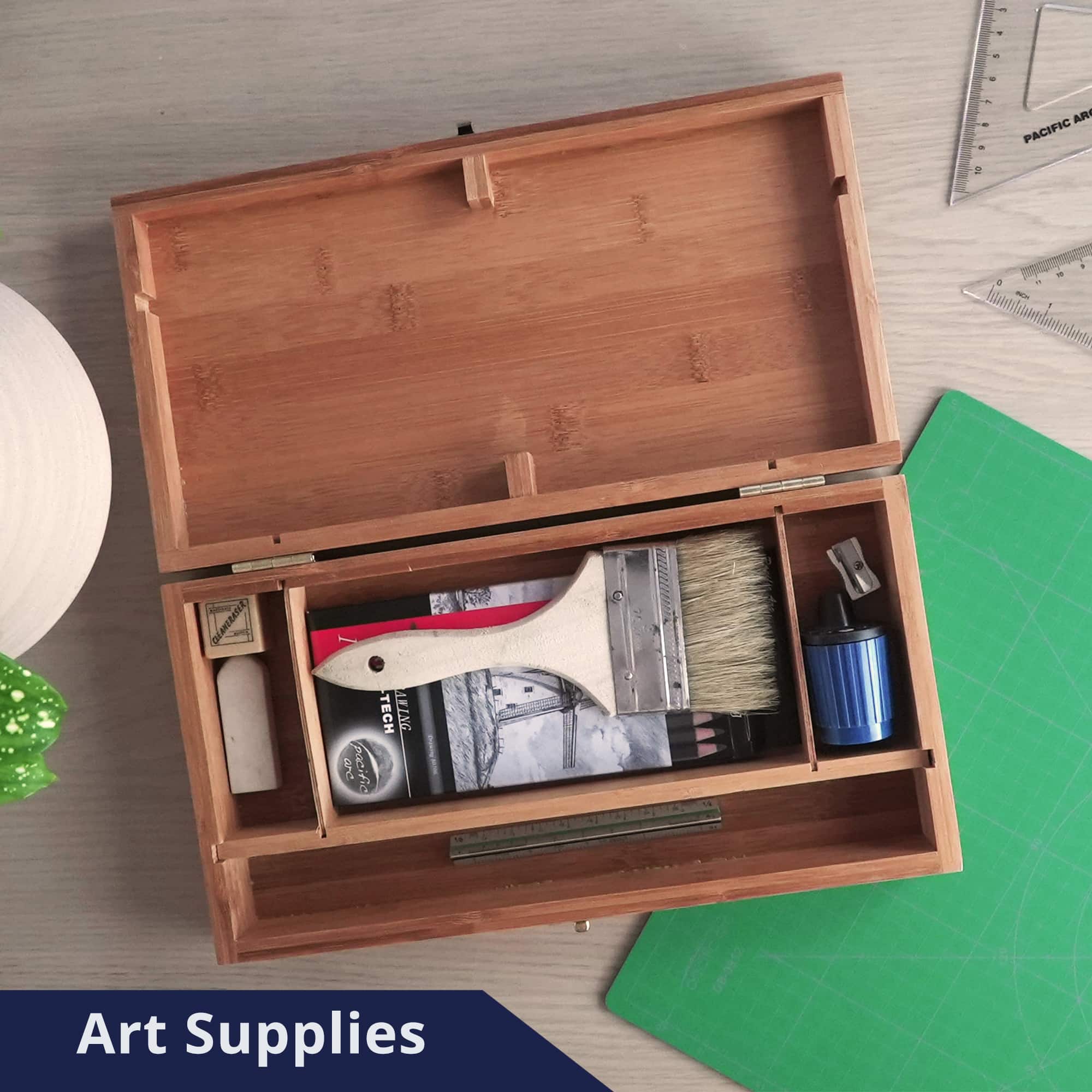 Pacific Arc 13" x 8" Bamboo Paint Box with Palette & 4 Compartments