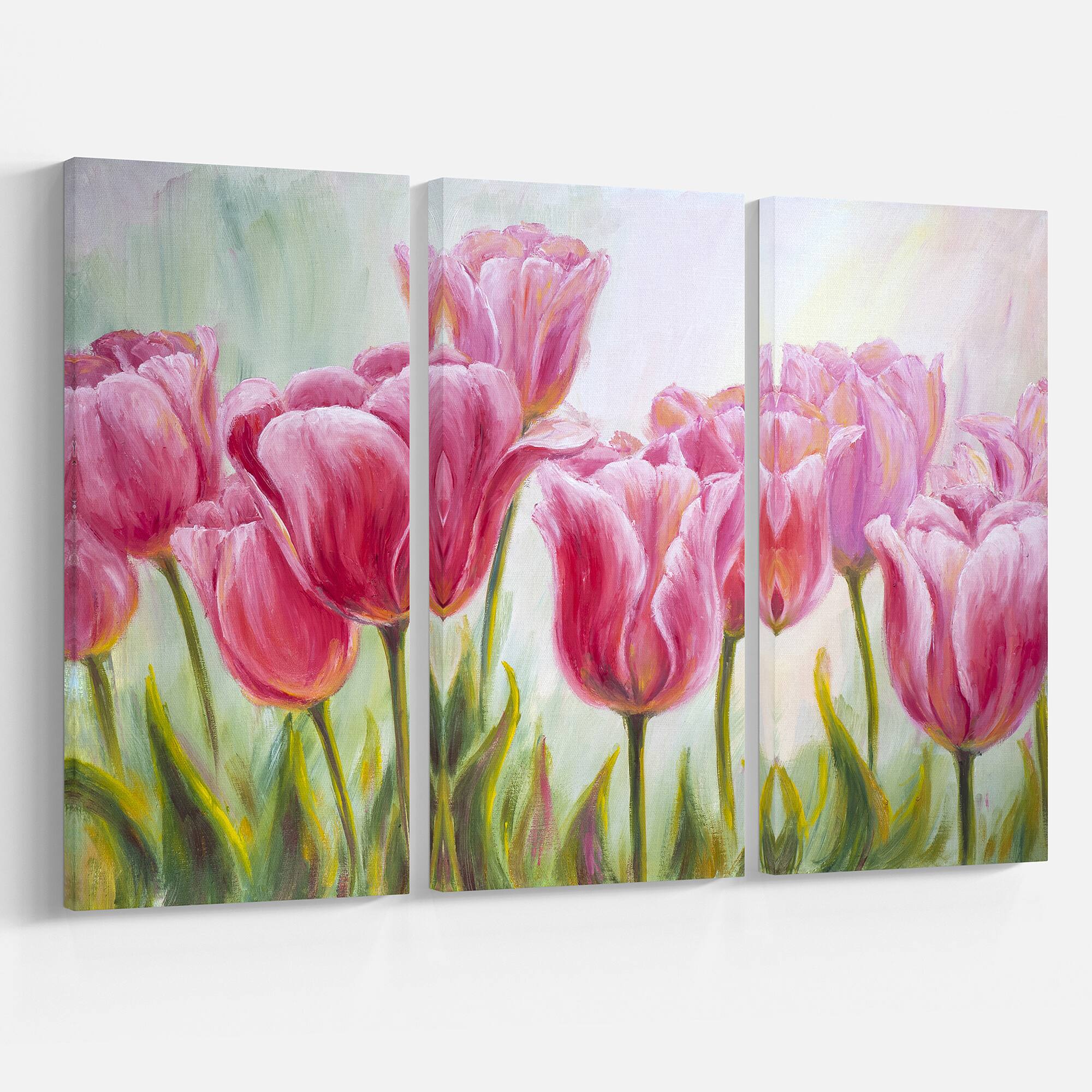 Designart - Tulips in a Row - Floral Art Canvas Print