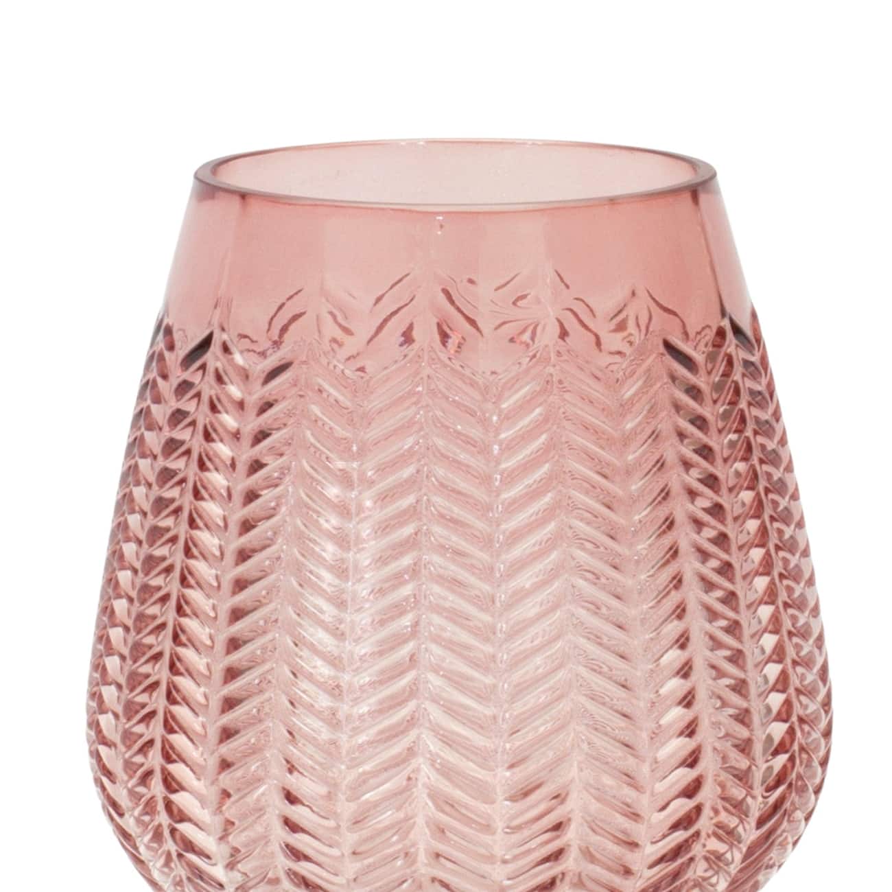 Pink Ribbed Glass Vase or Candle Holder