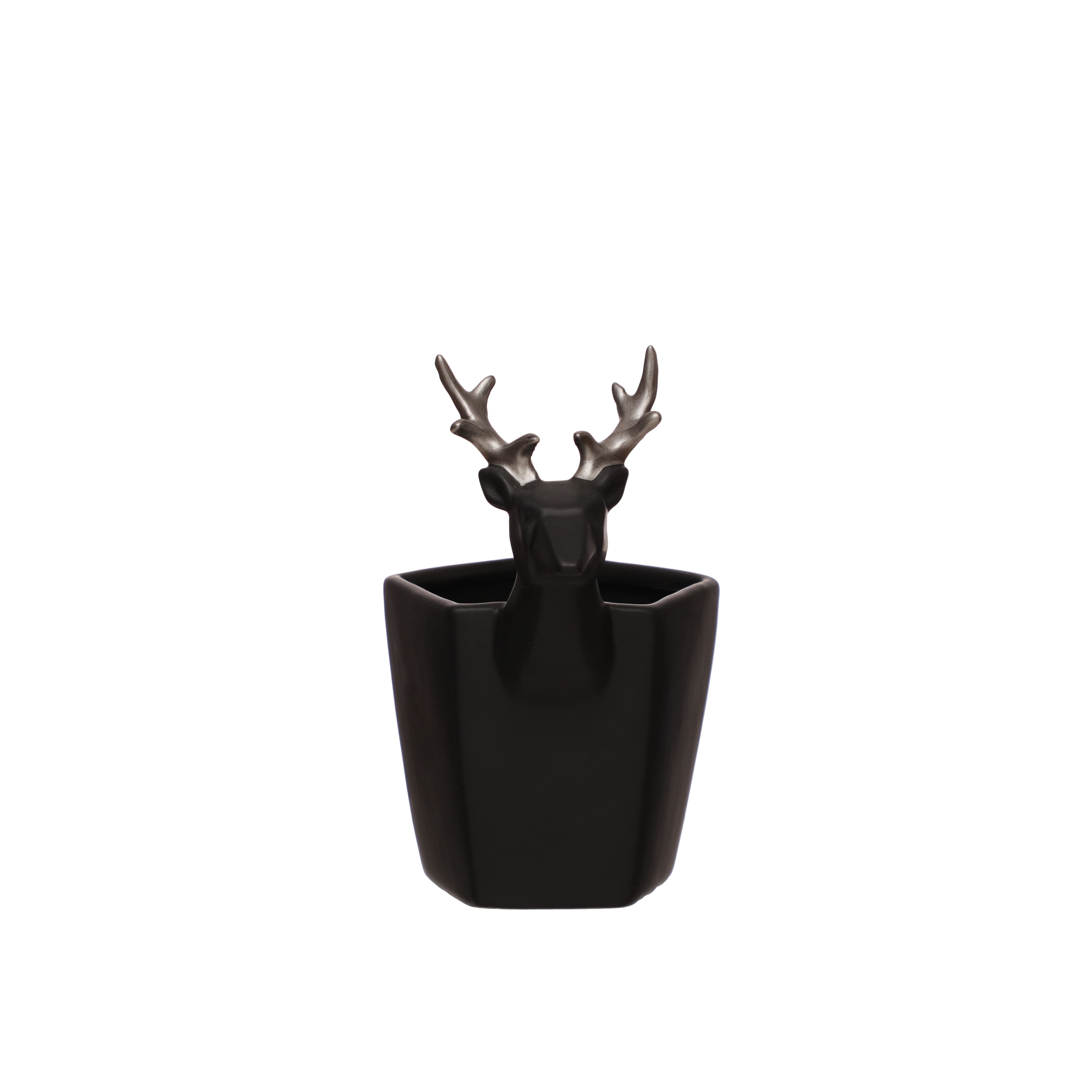 7&#x22; Black &#x26; Silver Reindeer Handle Decorative Container by Ashland&#xAE;