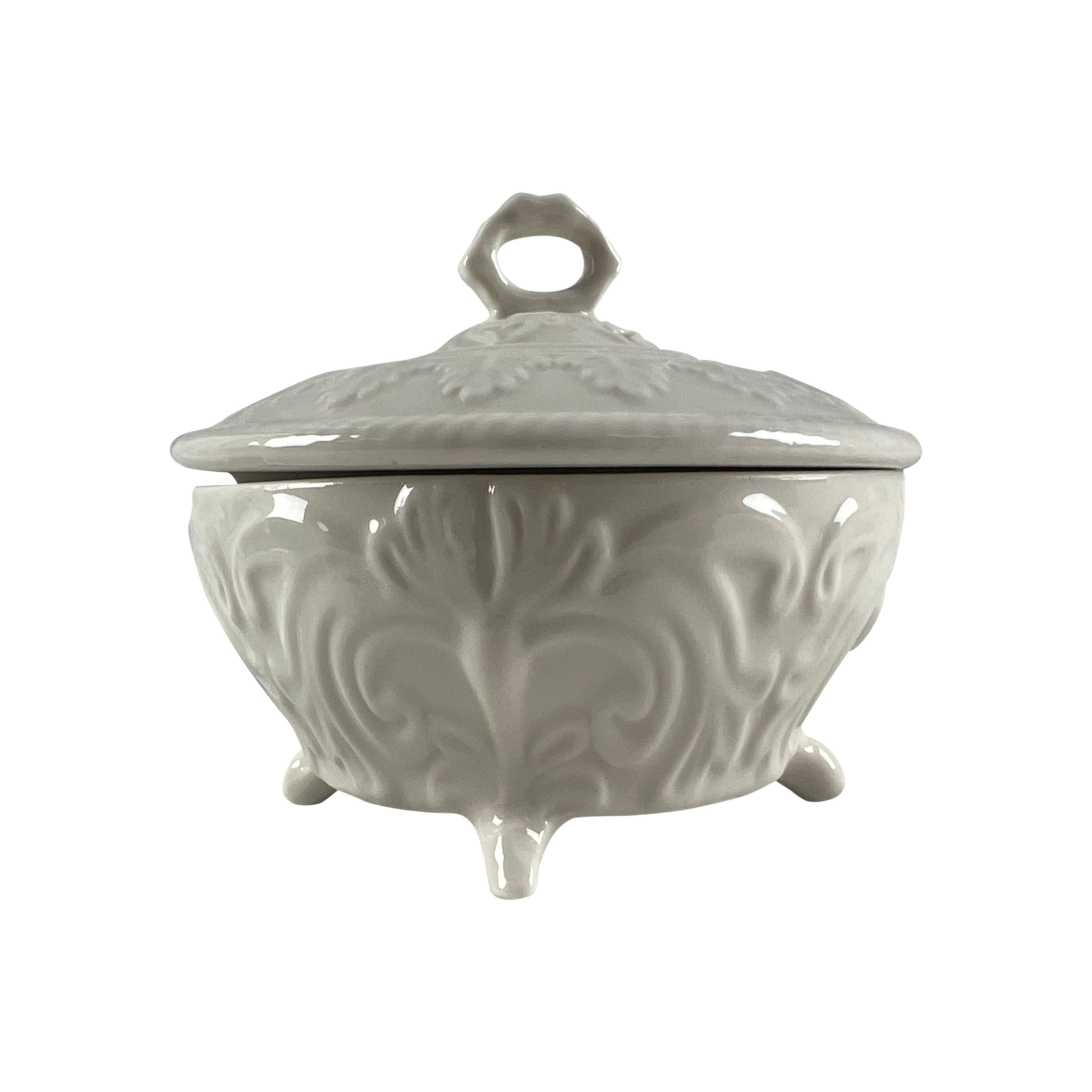 4&#x22; White Round Ceramic Jewelry Box Tabletop D&#xE9;cor by Ashland&#xAE;
