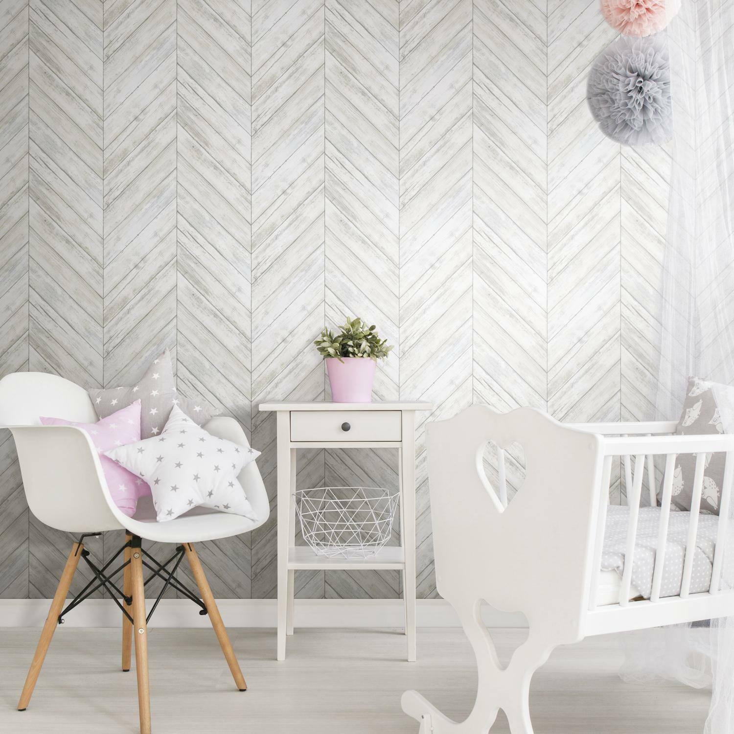 RoomMates Herringbone Wood Boards Peel & Stick Wallpaper