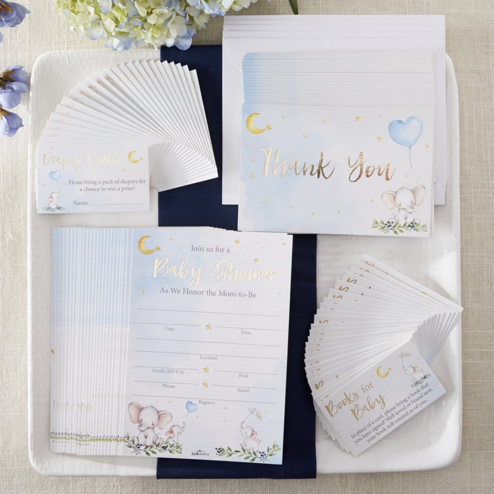 Kate Aspen&#xAE; Blue Elephant Baby Shower Invitation &#x26; Thank You Card Bundle