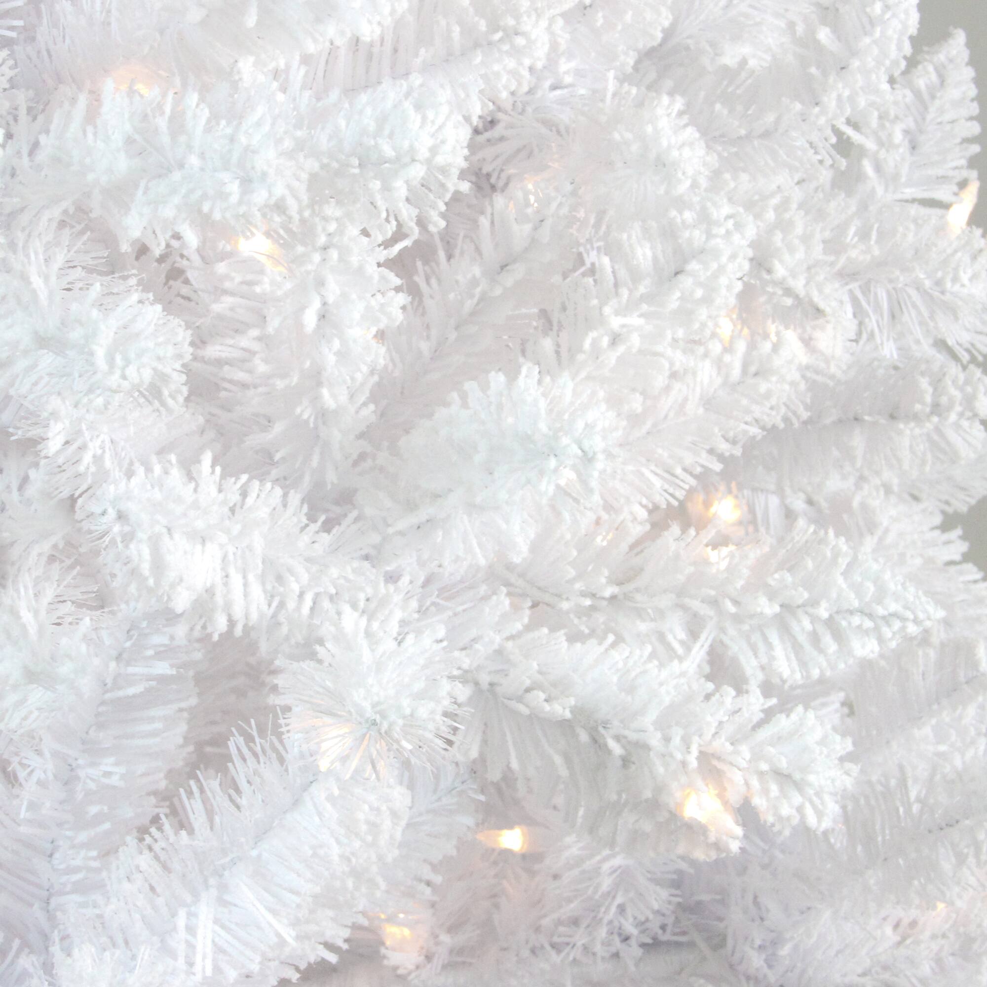 6ft. Pre-Lit Flocked White Pine Artificial Christmas Tree, Clear Lights