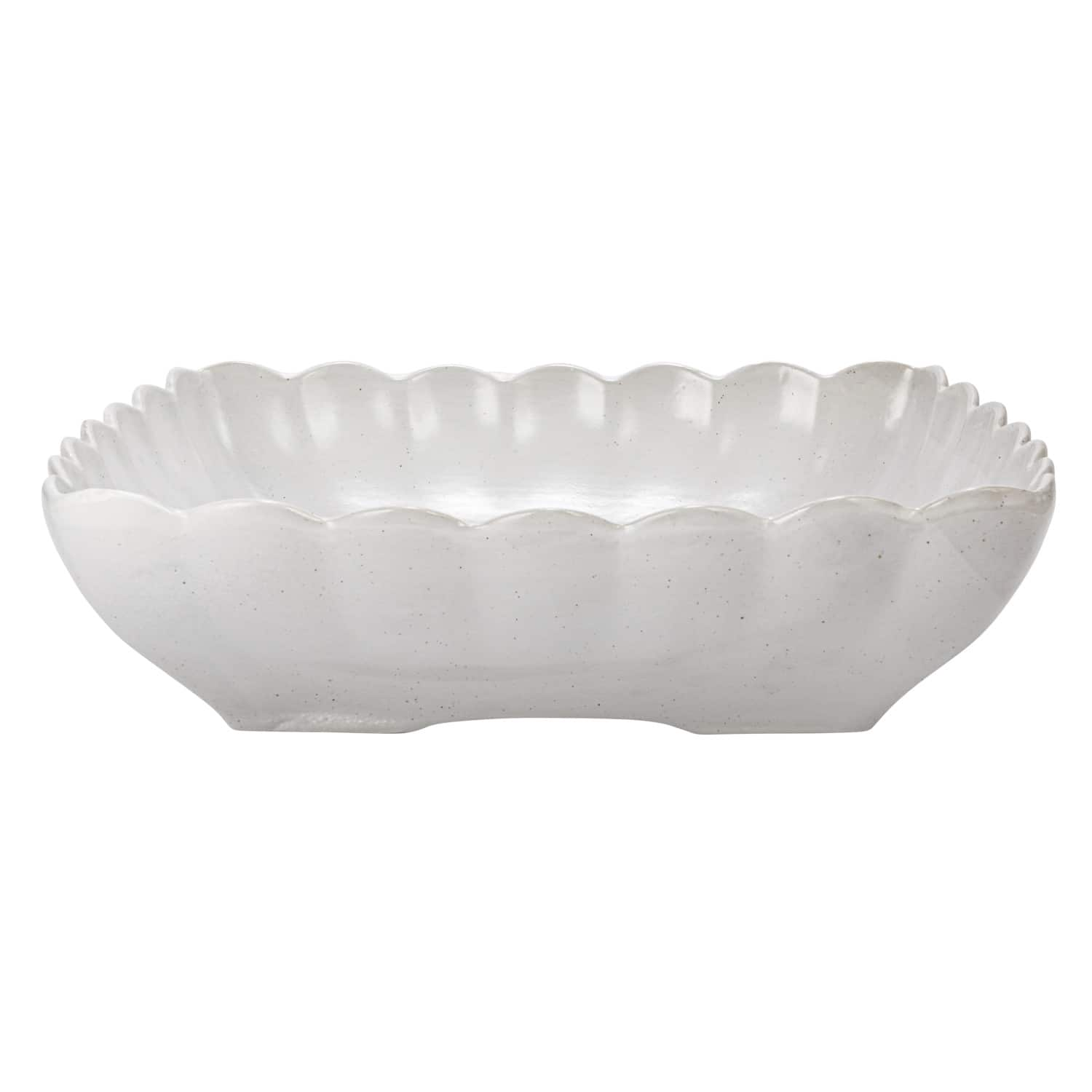 Matte White Square Stoneware Scalloped Edge Serving Dish Set