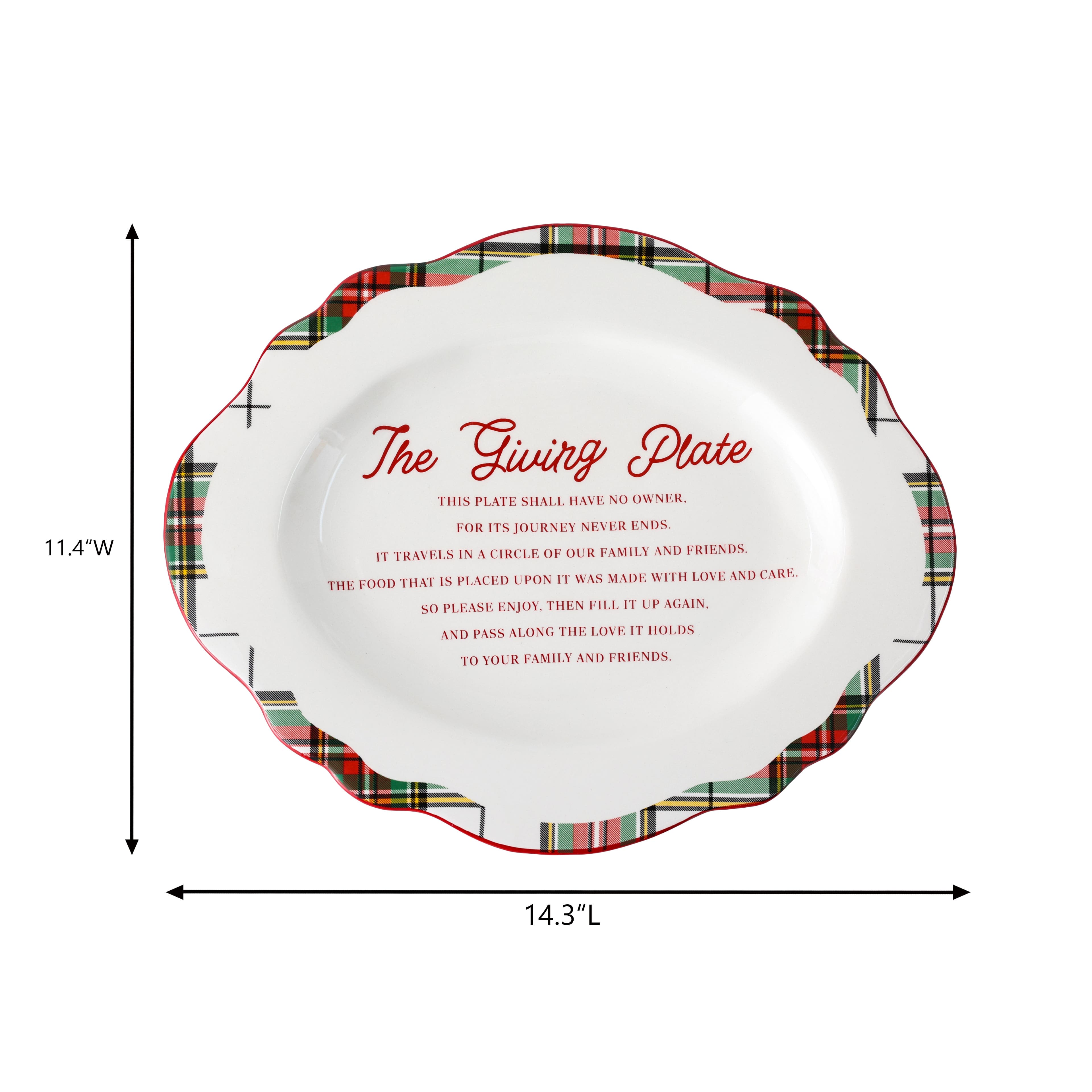 14.25&#x22; Green &#x26; Red Plaid Ceramic Giving Plate by Ashland&#xAE;