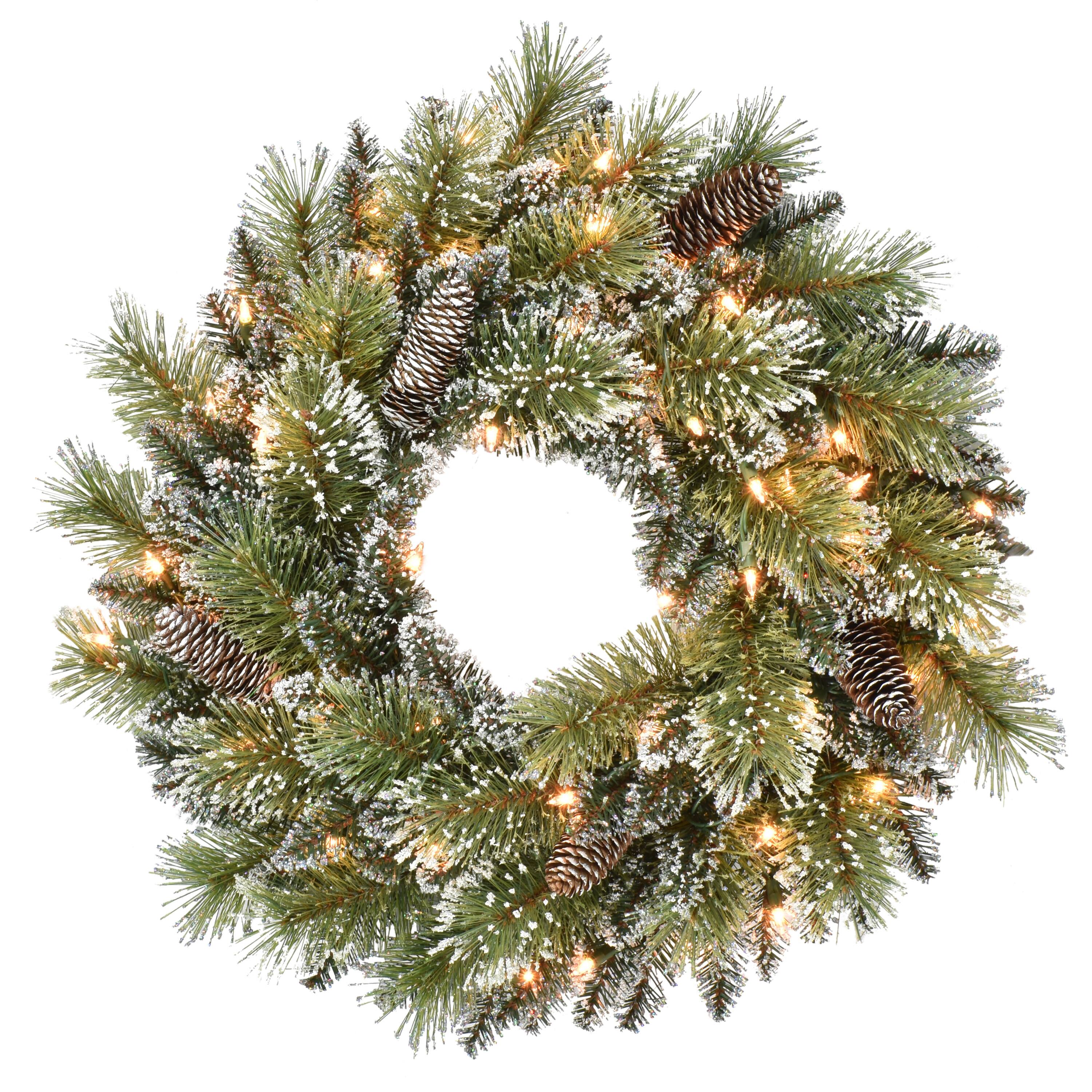 24&#x22; Pre-Lit Snowy Wreath