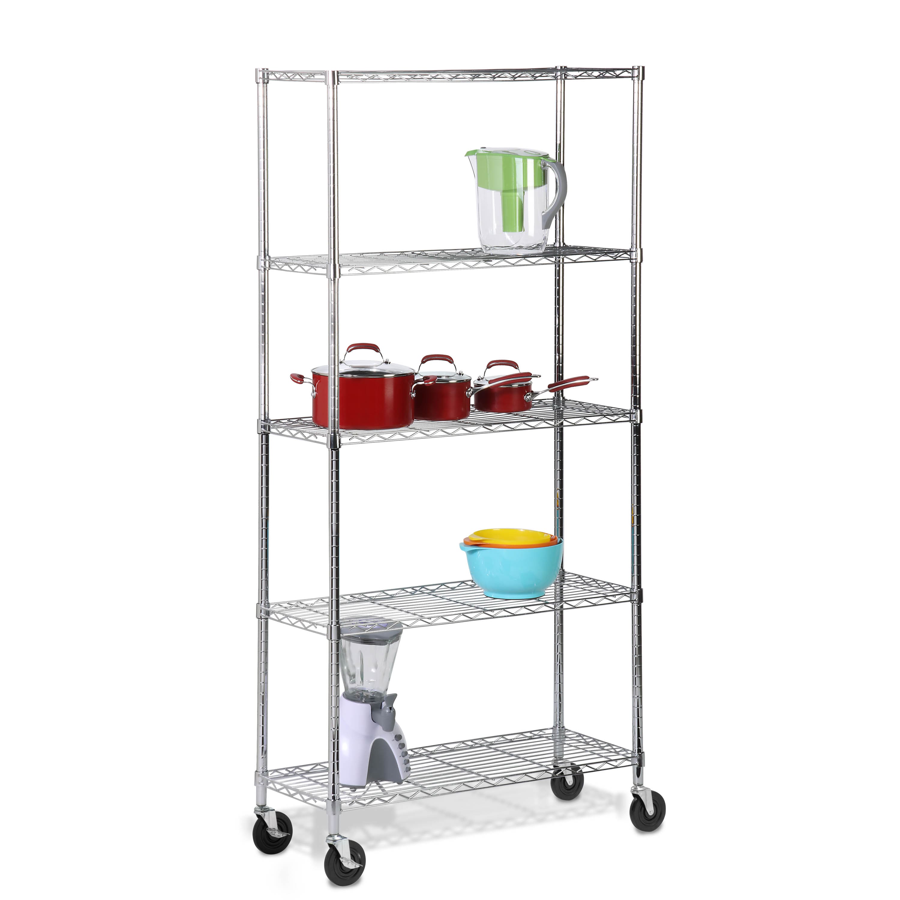 Honey Can Do 5-Tier Chrome Shelving Unit with Casters