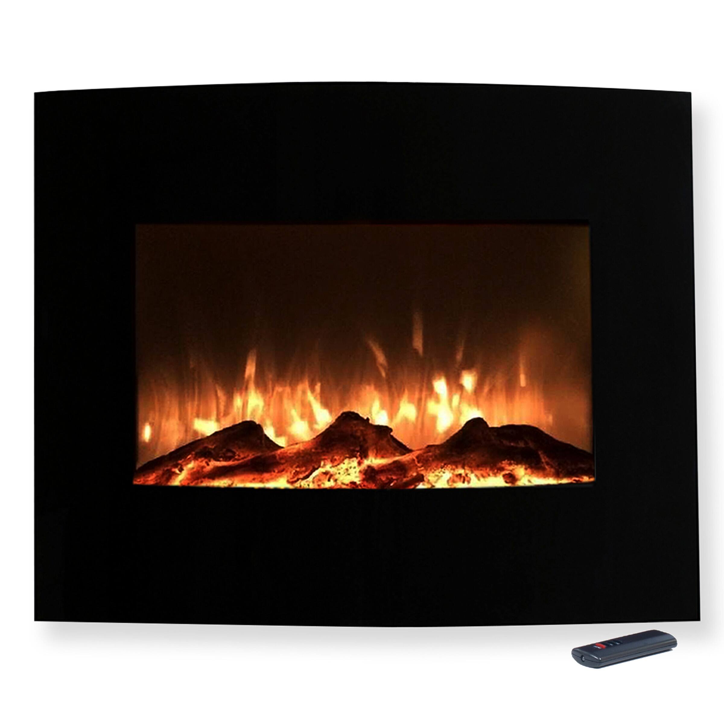 Hastings Home 25" Black Curved Electric Fireplace