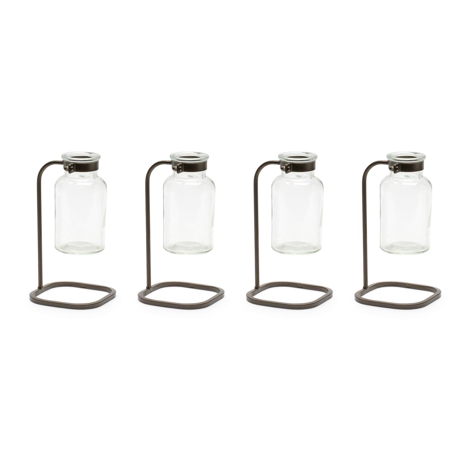 7.5" Bottle Vase in Iron Stand, 4ct.