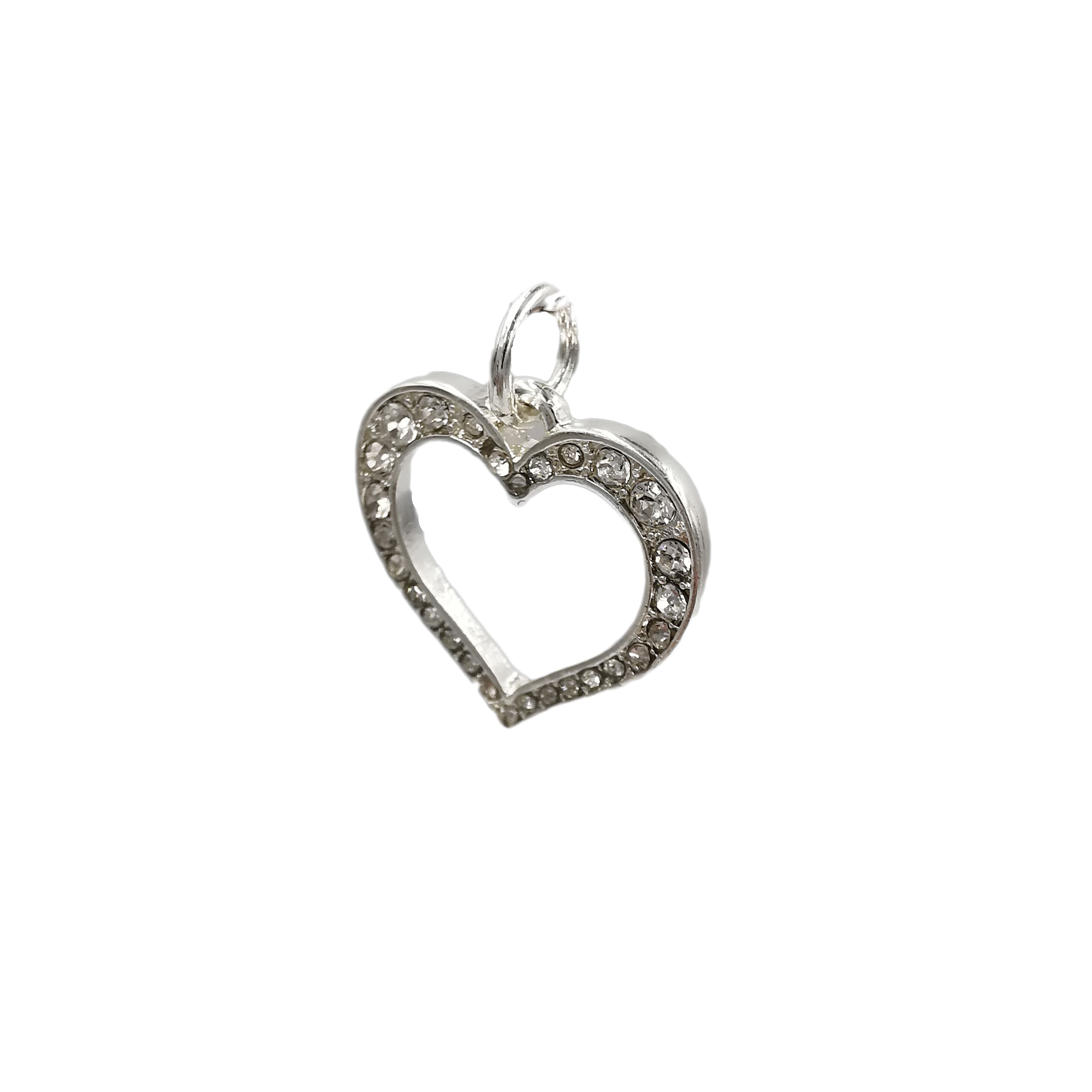 Charmalong&#x2122; Silver Plated &#x26; Stone Paved Heart Charm by Bead Landing&#x2122;