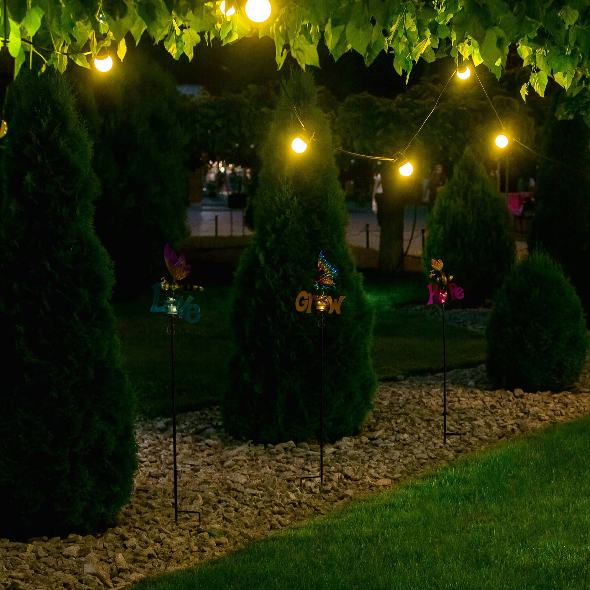 3ft. Solar Lighted Grow, Love, & Hope Outdoor Garden Stakes