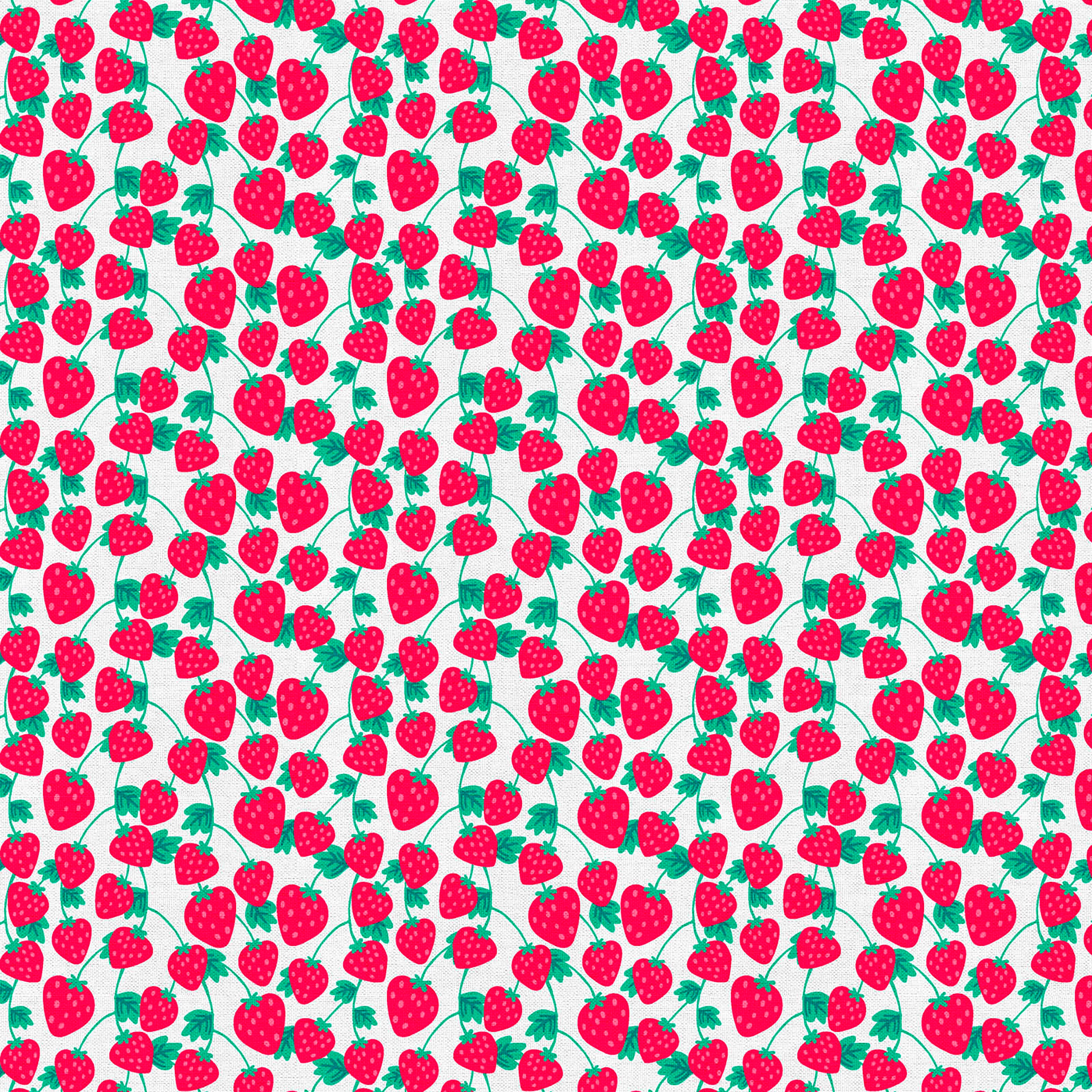 Fabric Editions White Spring Garden Berry Cotton Fabric