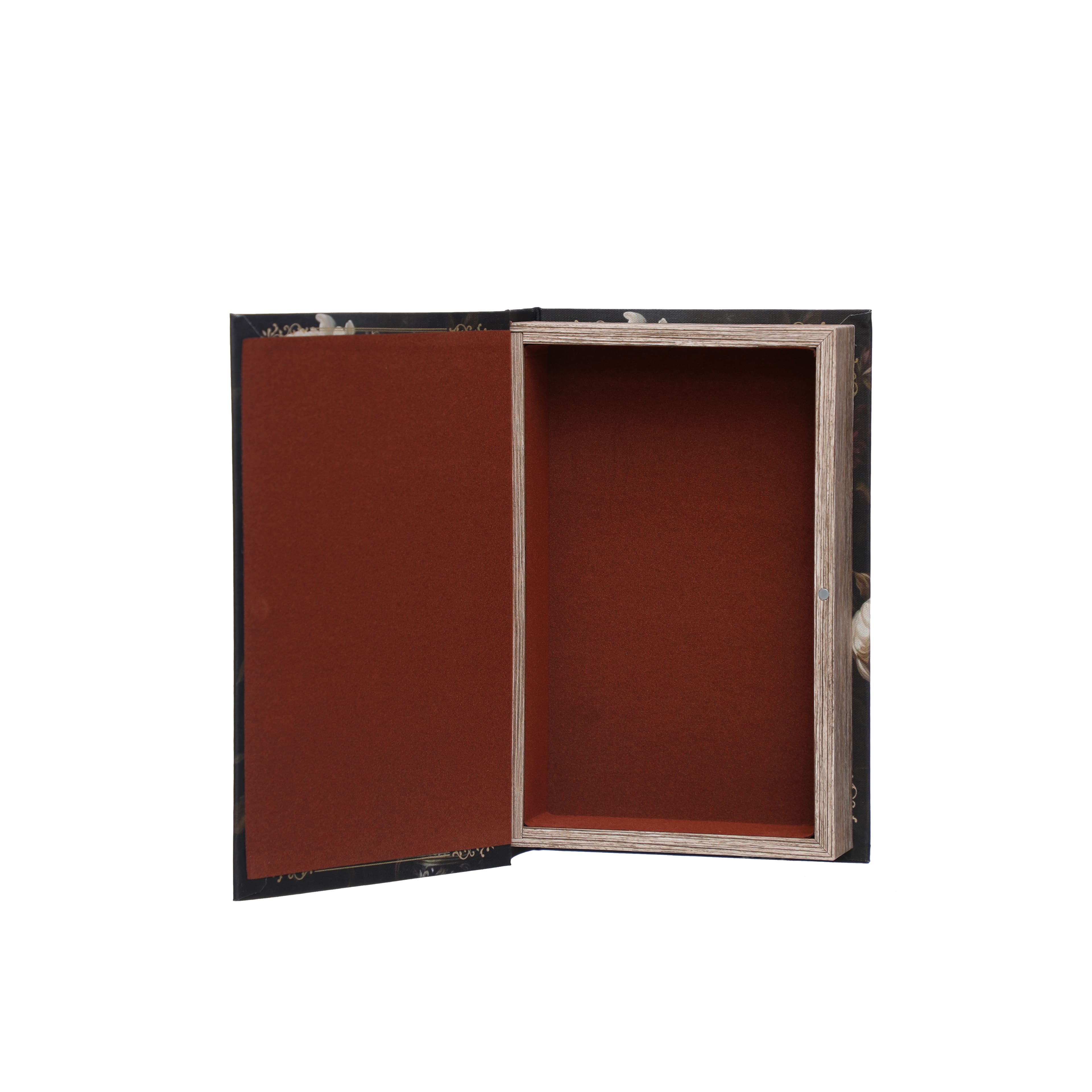 10.25&#x22; Black, Cream &#x26; Burgundy Floral Tabletop Book Box by Ashland&#xAE;