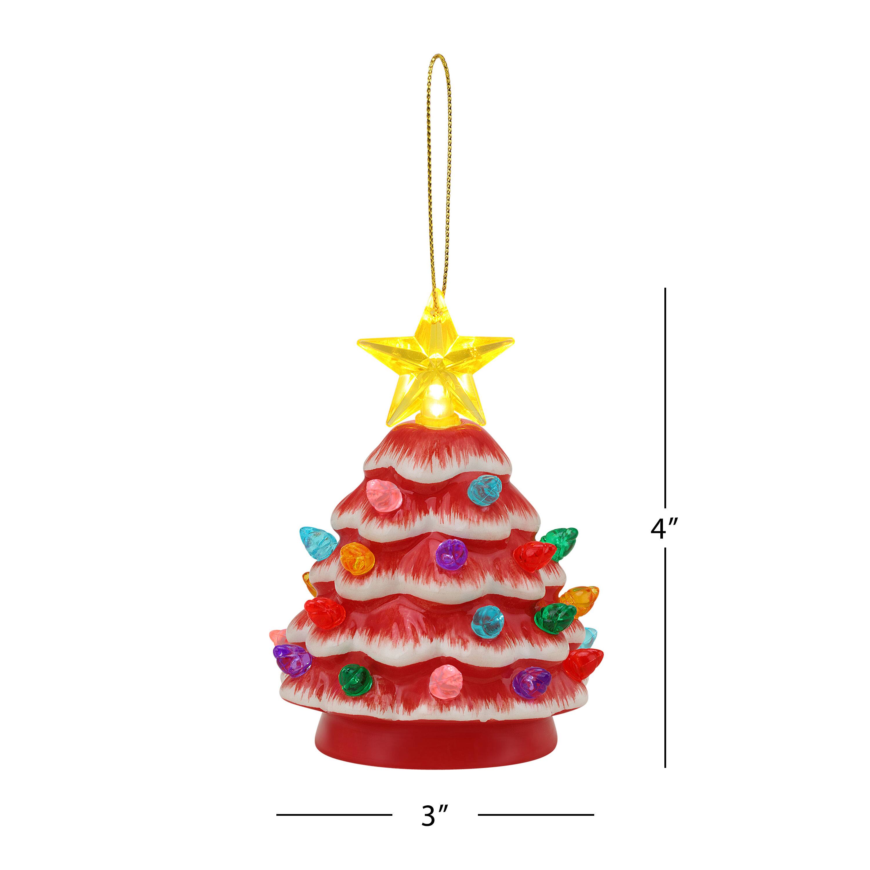3ct. Red Tones Nostalgic Ceramic Lit Tree Ornaments