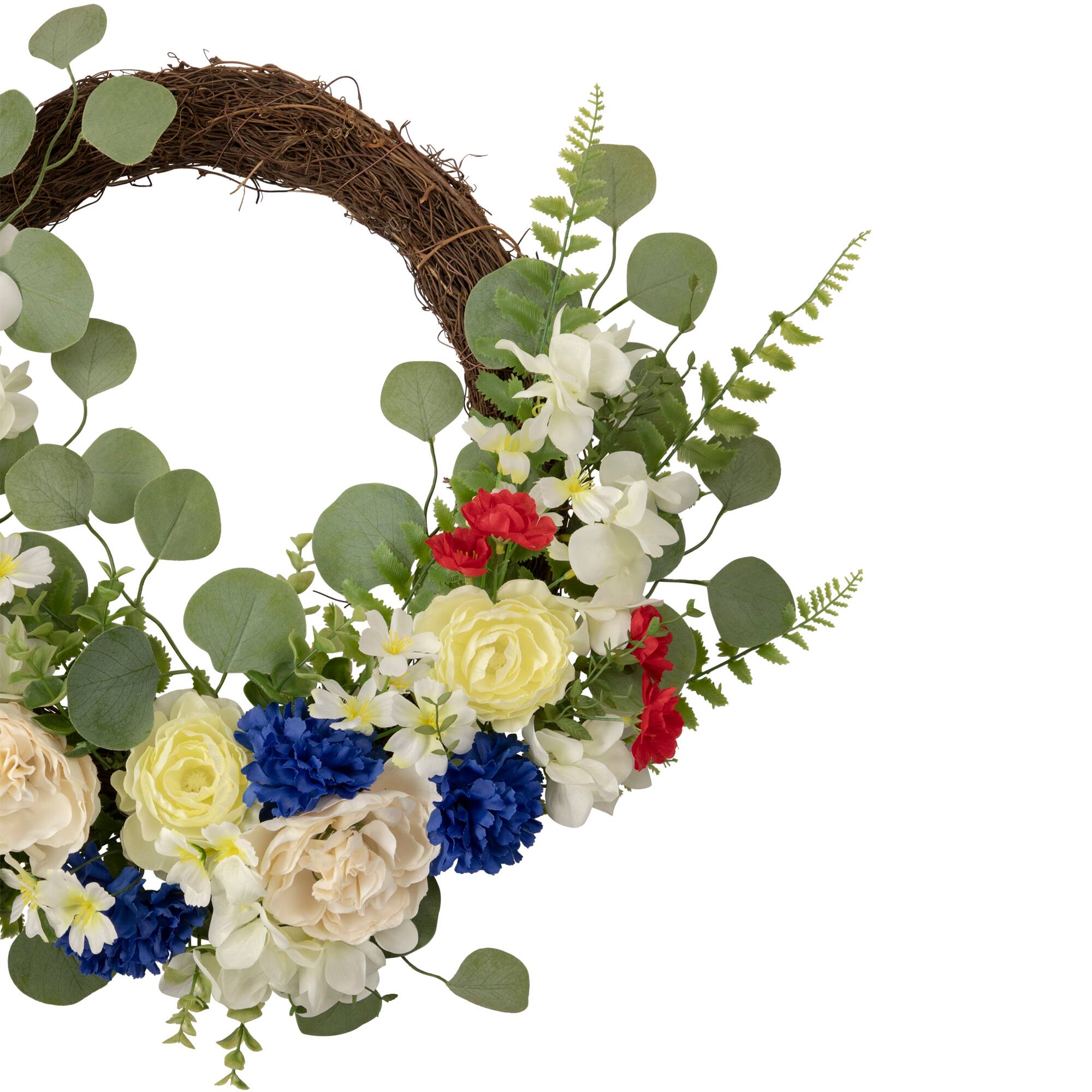 24&#x22; Americana Mixed Floral Patriotic Grapevine Wreath