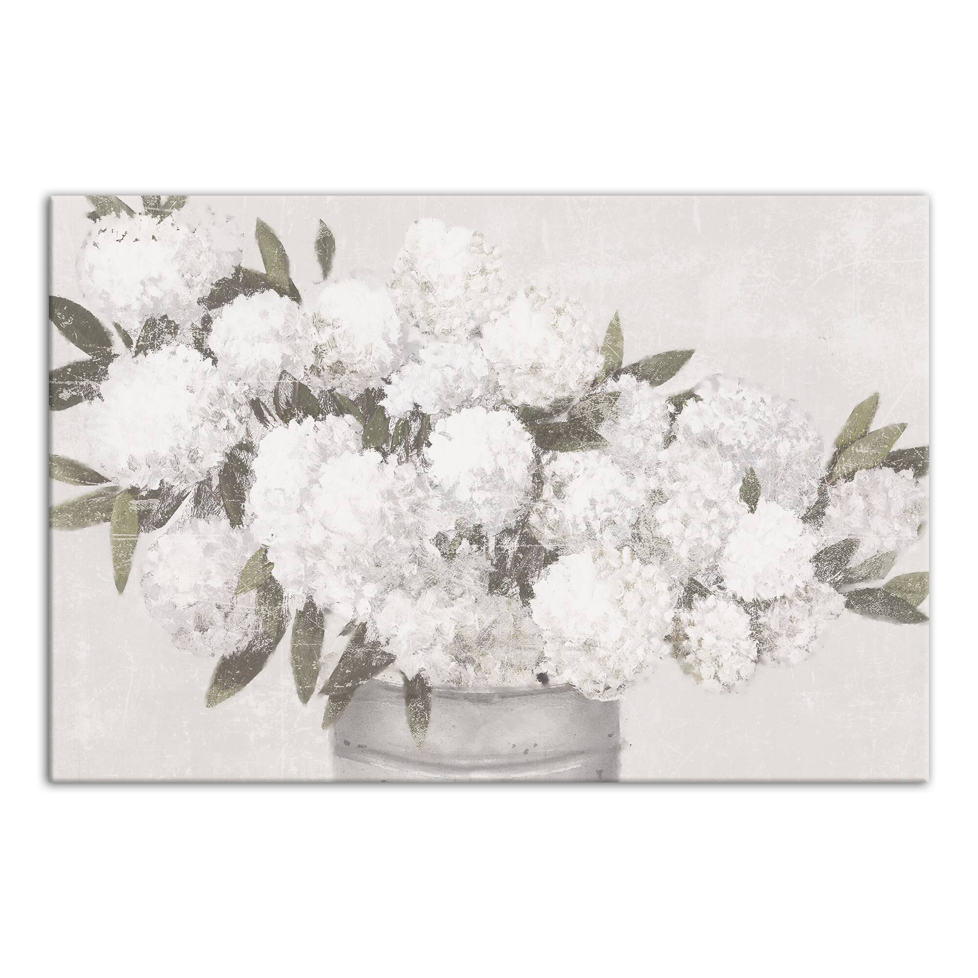 Gray Distressed Hydrangeas Canvas Wall Art