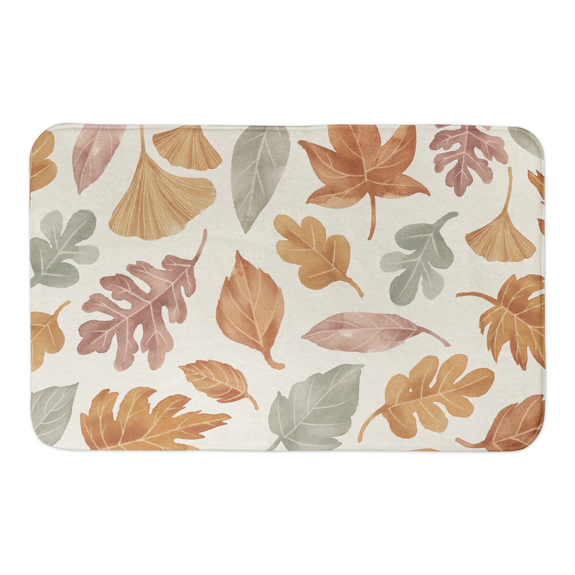 Fall Watercolor Leaves Bath Mat