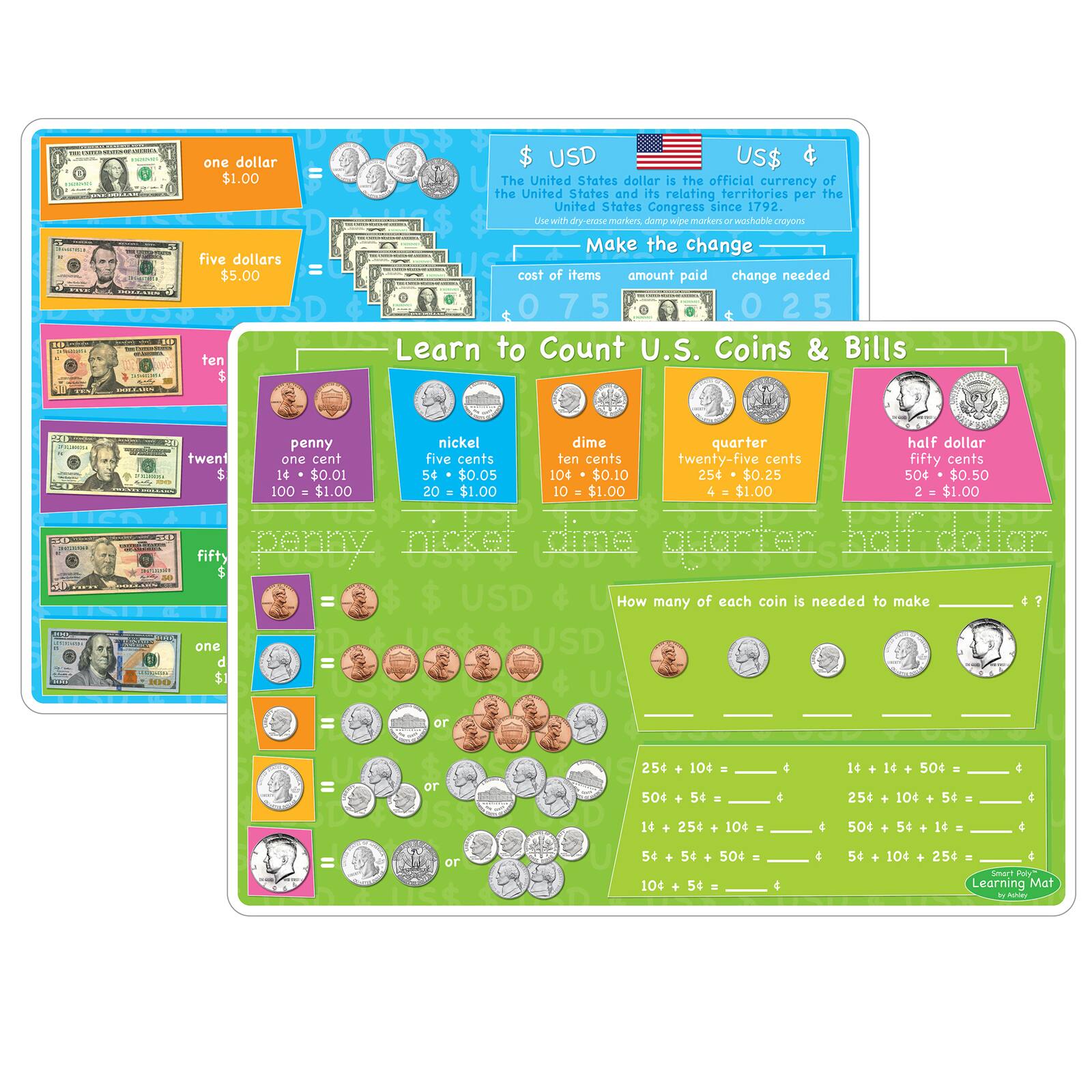 Ashley Productions Smart Poly™ U.S. Currency Learning Mats, 10ct. | Michaels®