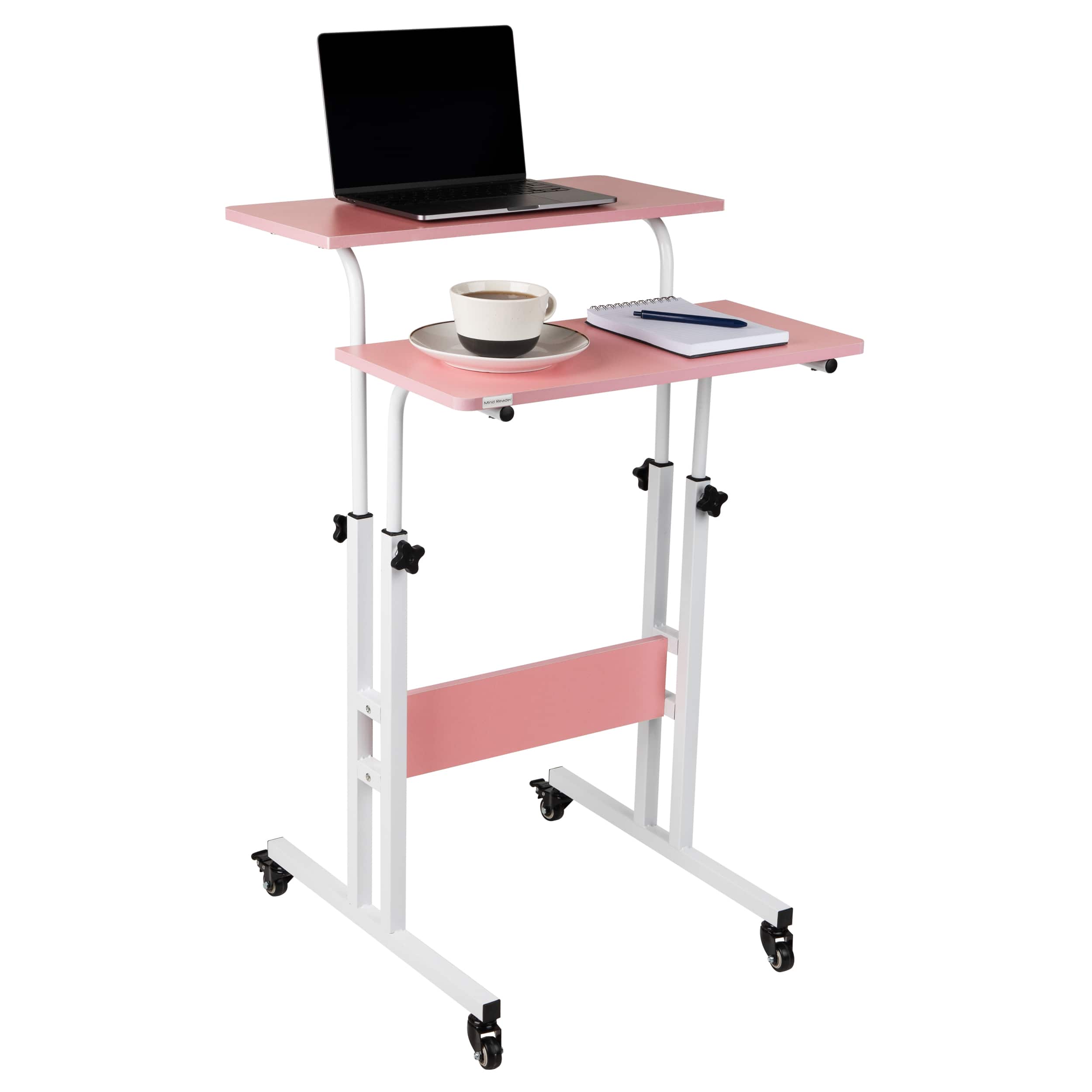 Mind Reader Portable Standing Adjustable Height Rolling Computer Desk