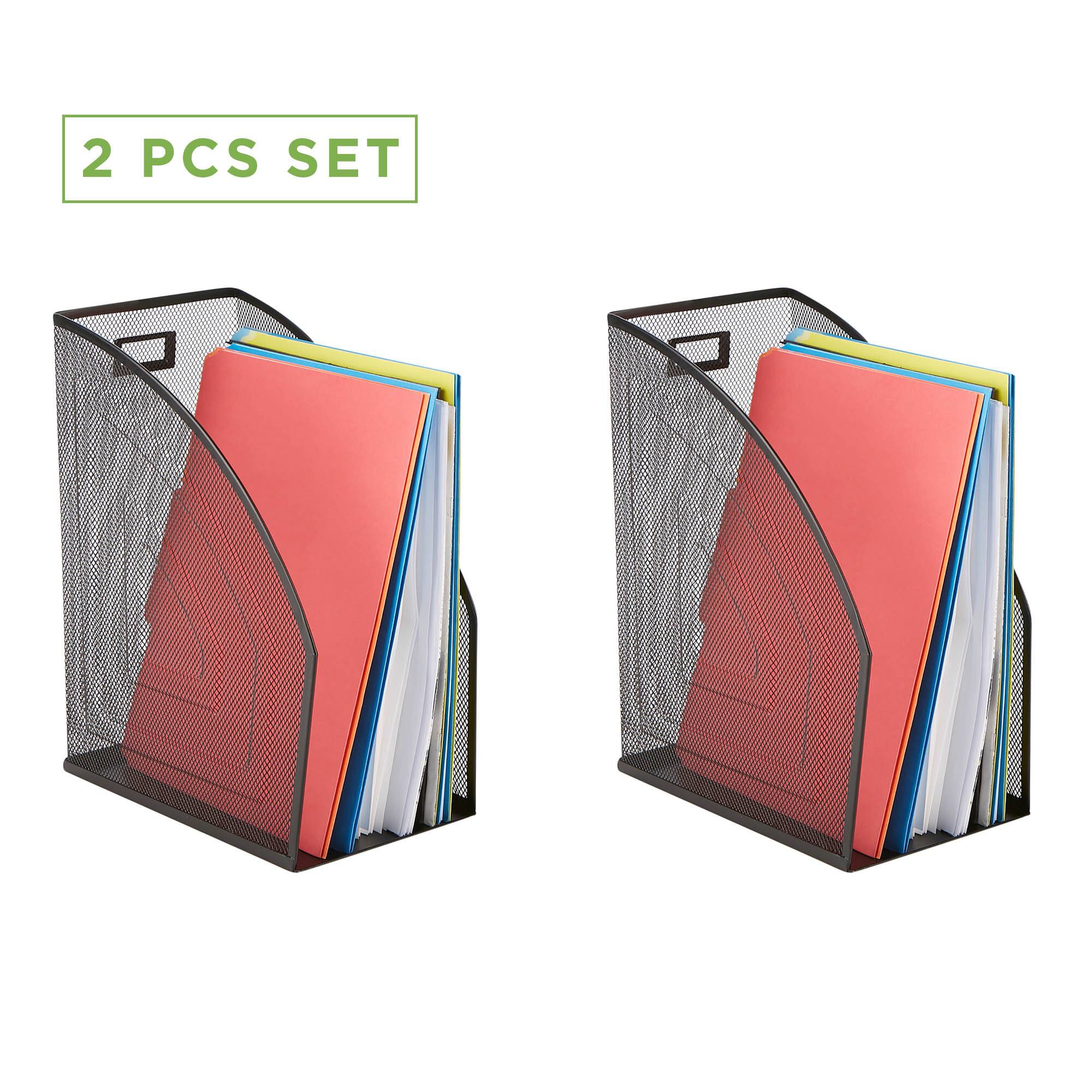 Mind Reader 2 Pack Black Jumbo Metal Mesh File Organizer