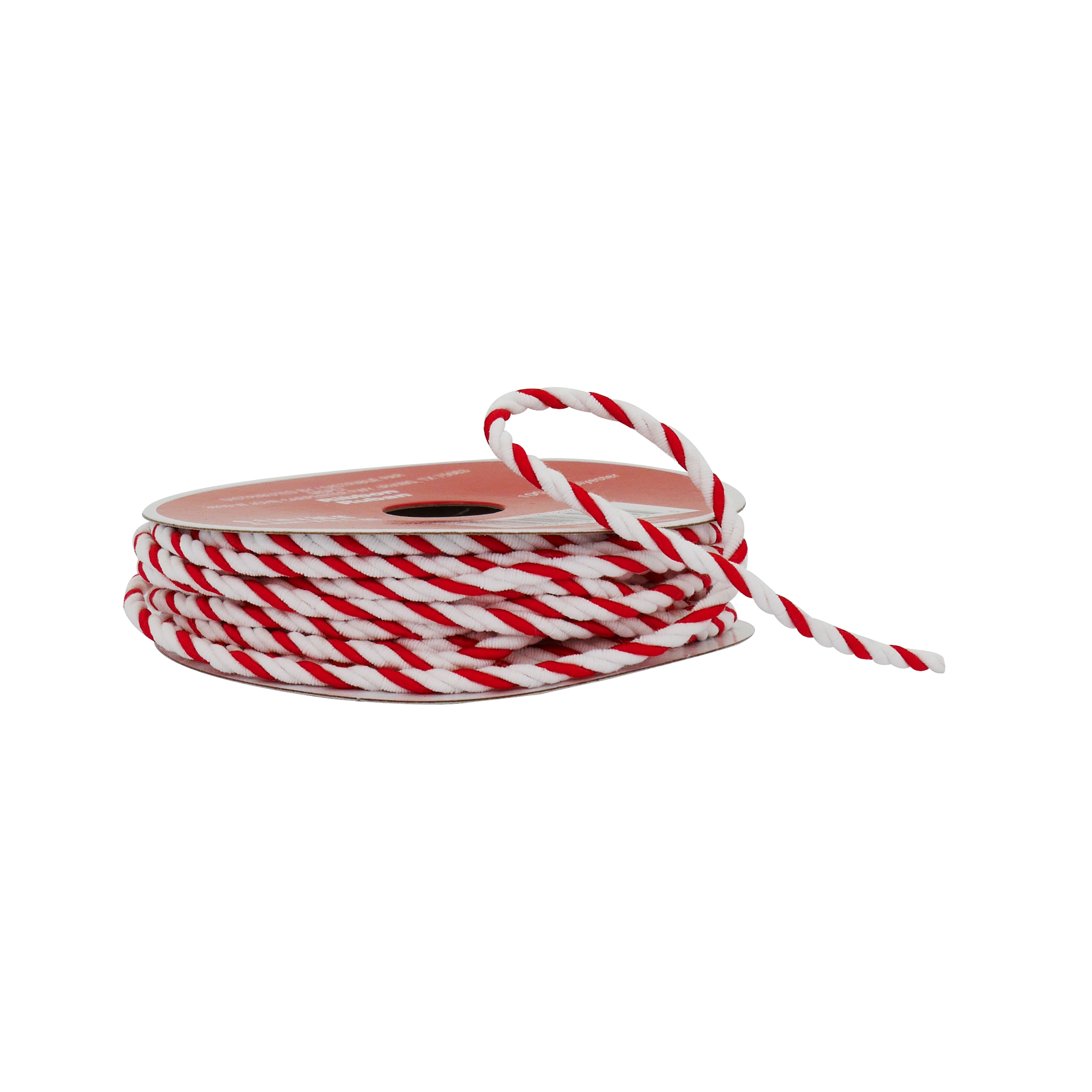 1/10&#x22; x 30ft. Red &#x26; White Cording Ribbon by Celebrate It&#xAE;