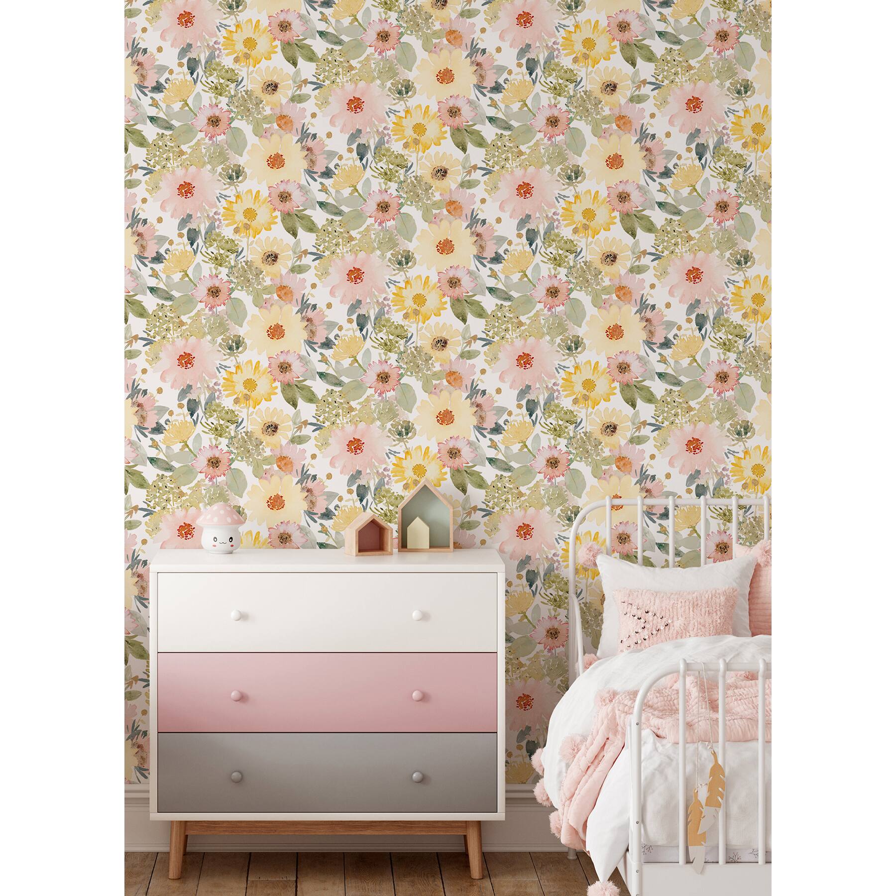 RoomMates Coral &#x26; Yellow Southern Charm Peel &#x26; Stick&#xA0;Wallpaper