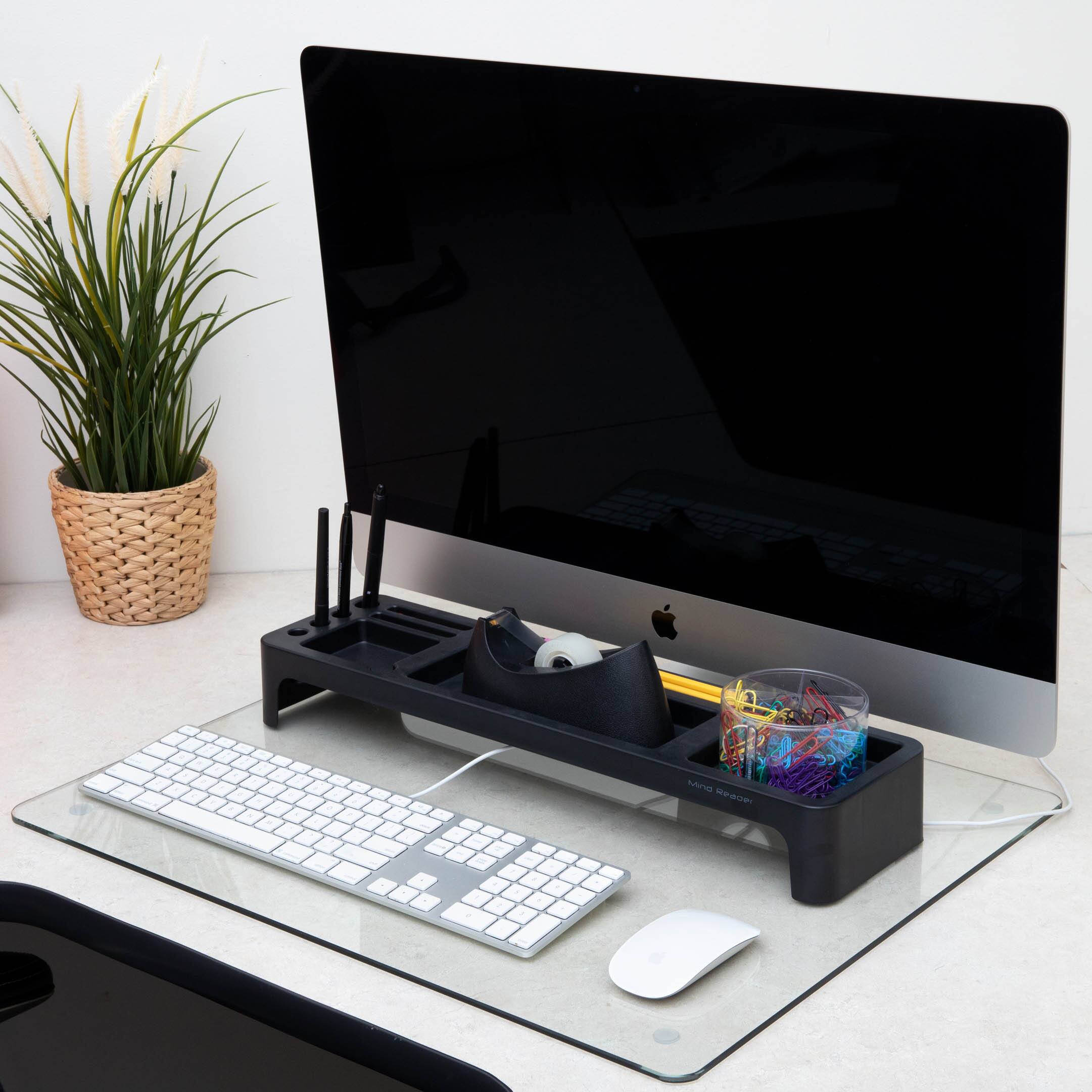 Mind Reader 24&#x22; Clear Glass Desk Pad