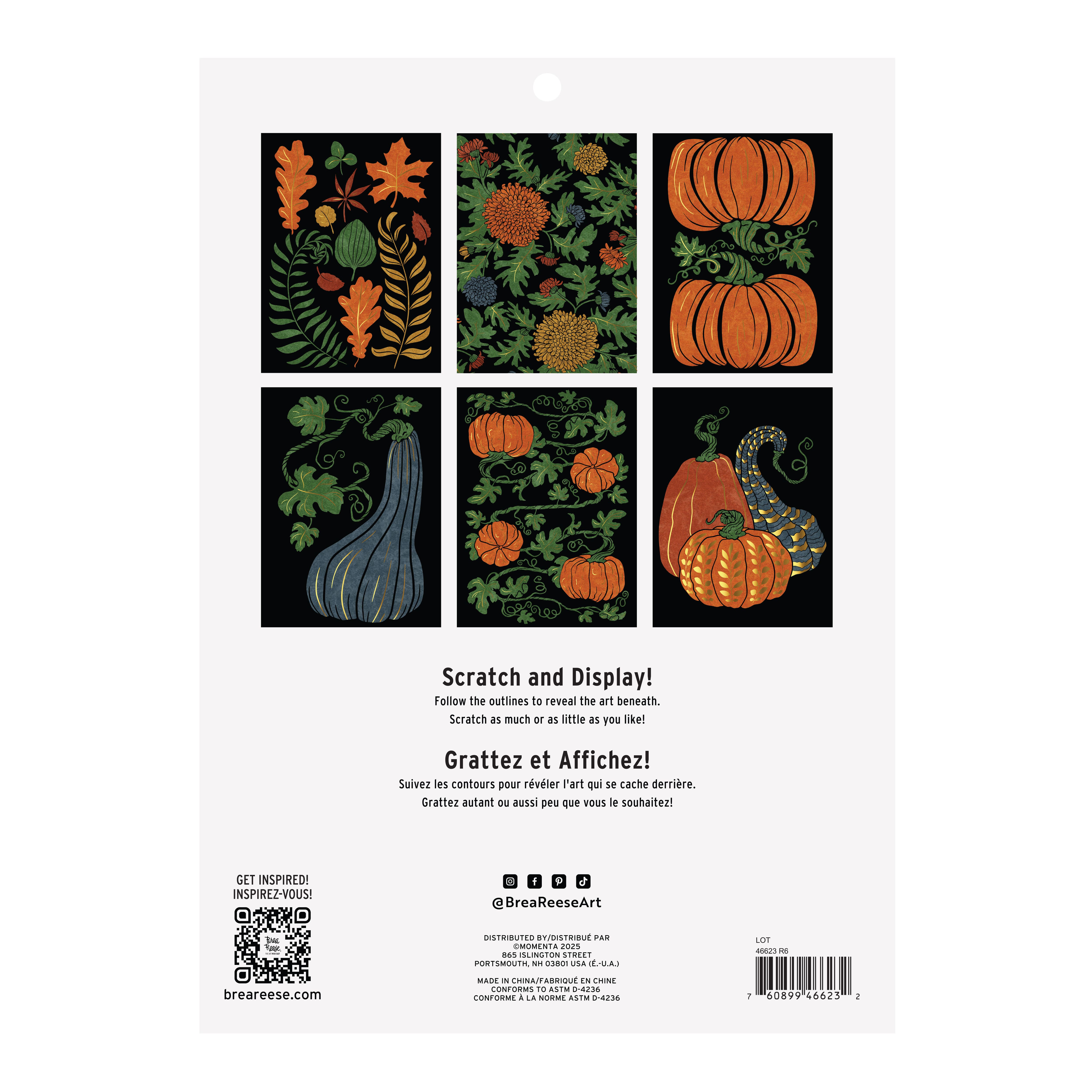 Brea Reese&#x2122; 9&#x22; x 12&#x22; Autumn Prints Scratch Art Paper Pad