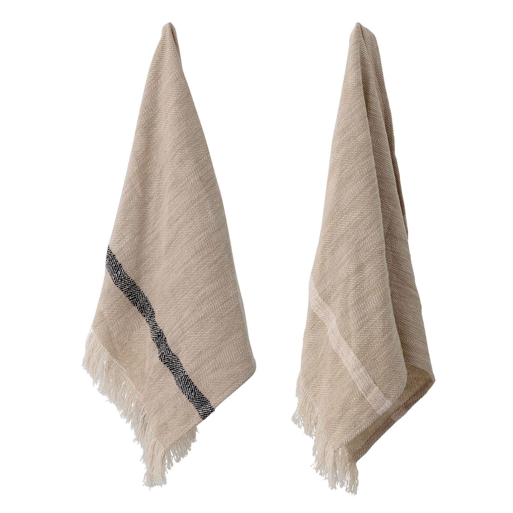 Hello Honey® Single Stripe Cotton Tea Towels with Tassels, 2ct.