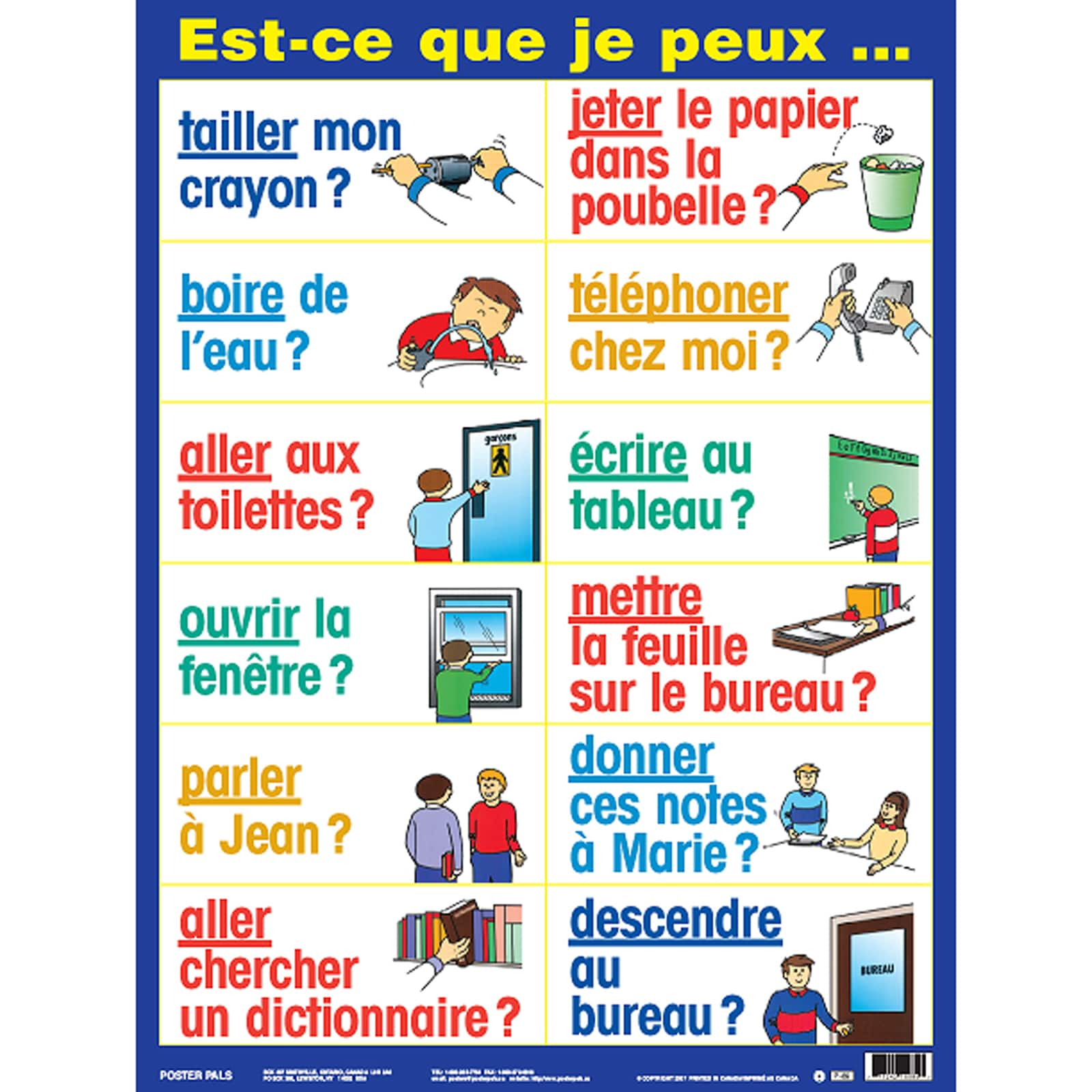 Poster Pals&#xAE; French Essential Classroom Posters, 7ct.