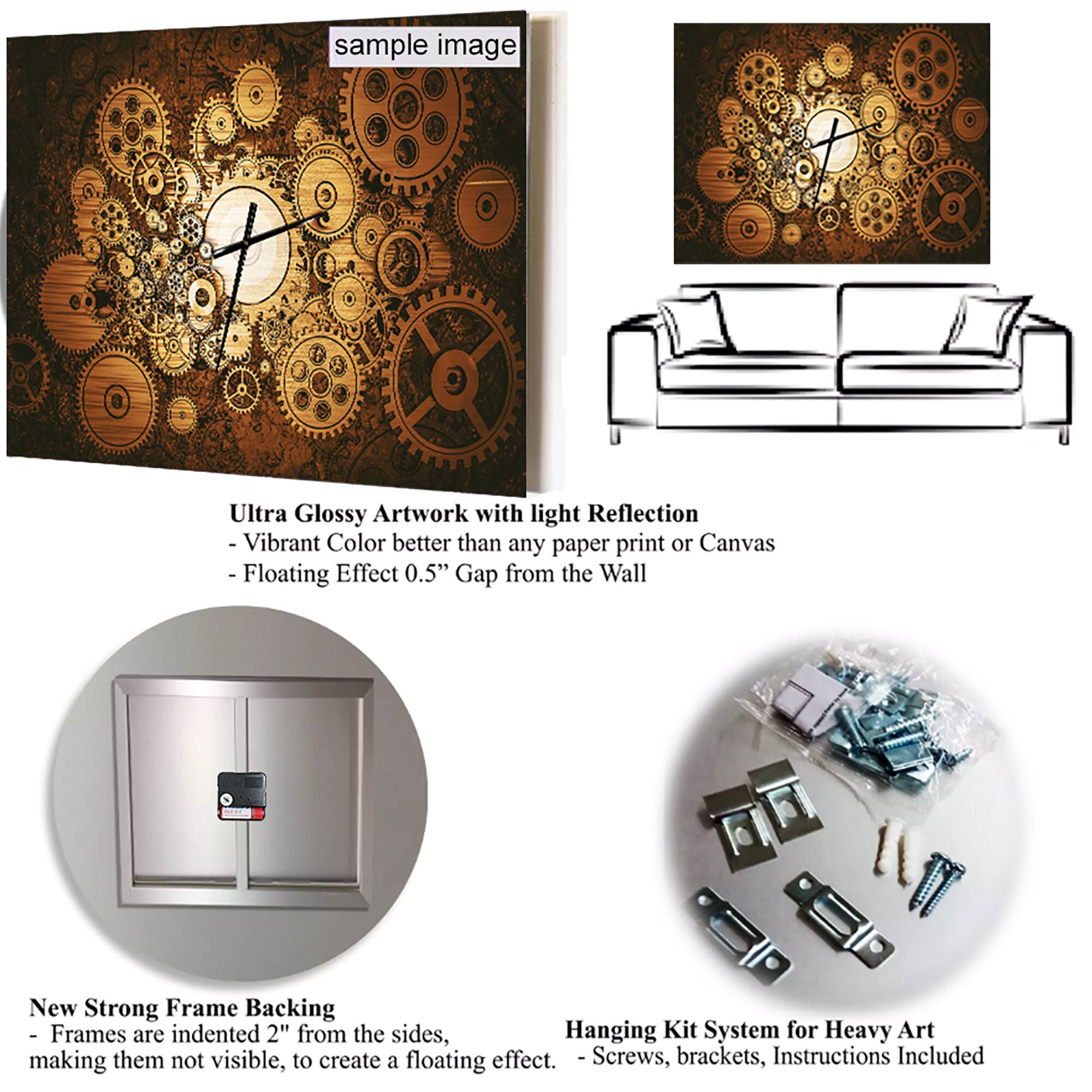 Designart 'Golden Cloth Texture Modern Rectangular Wall Clock