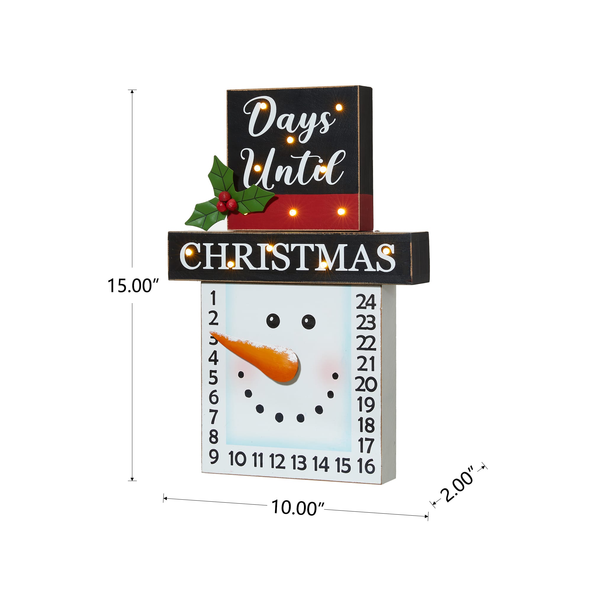 Glitzhome&#xAE; 15&#x22; LED Christmas Snowman Countdown D&#xE9;cor