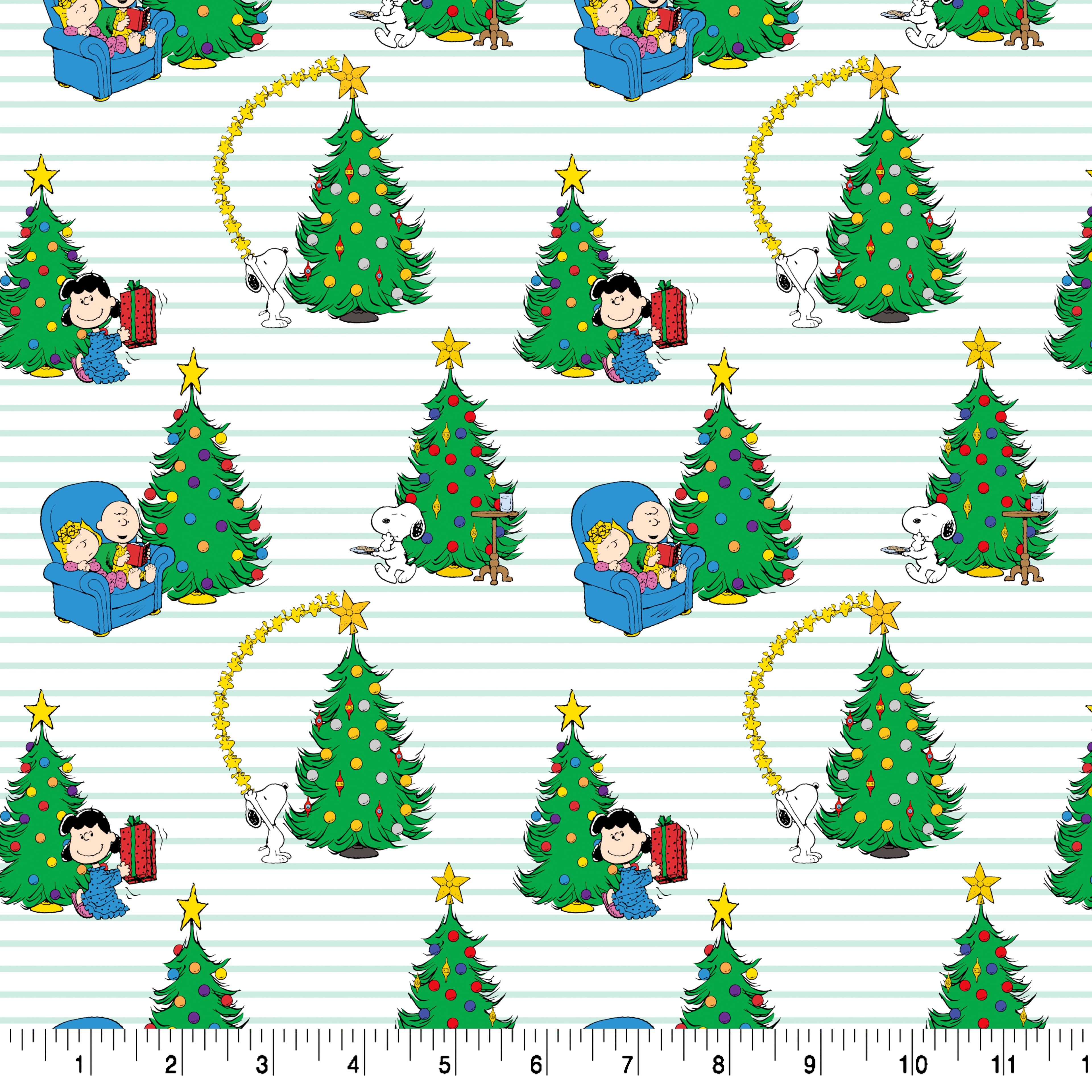 Peanuts&#xAE; Christmas Tree Pin Stripe Cotton Fabric