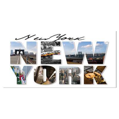 Designart - New York City Graphic Montage - Cityscape Canvas Art Print ...