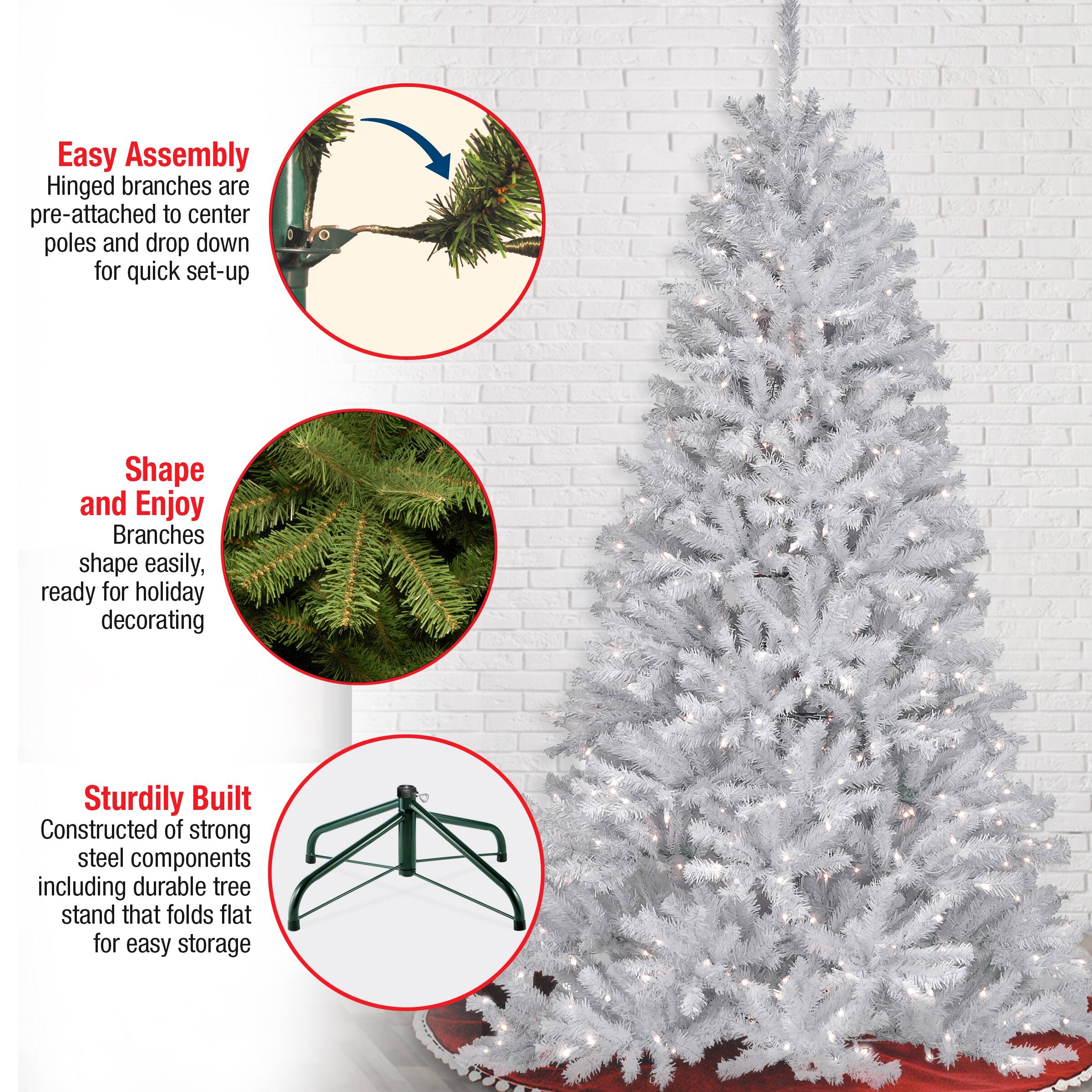 7.5ft. Pre-Lit North Valley™ White Spruce with Glitter Artificial Christmas Tree, Clear Lights
