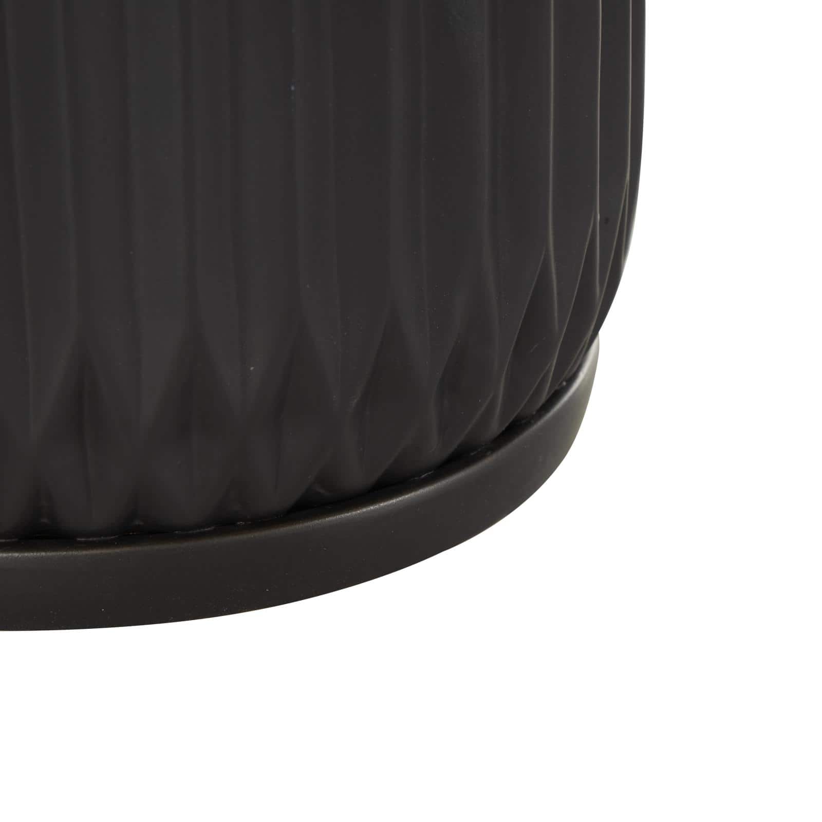 Black Ribbed Textured Ceramic Planter Set