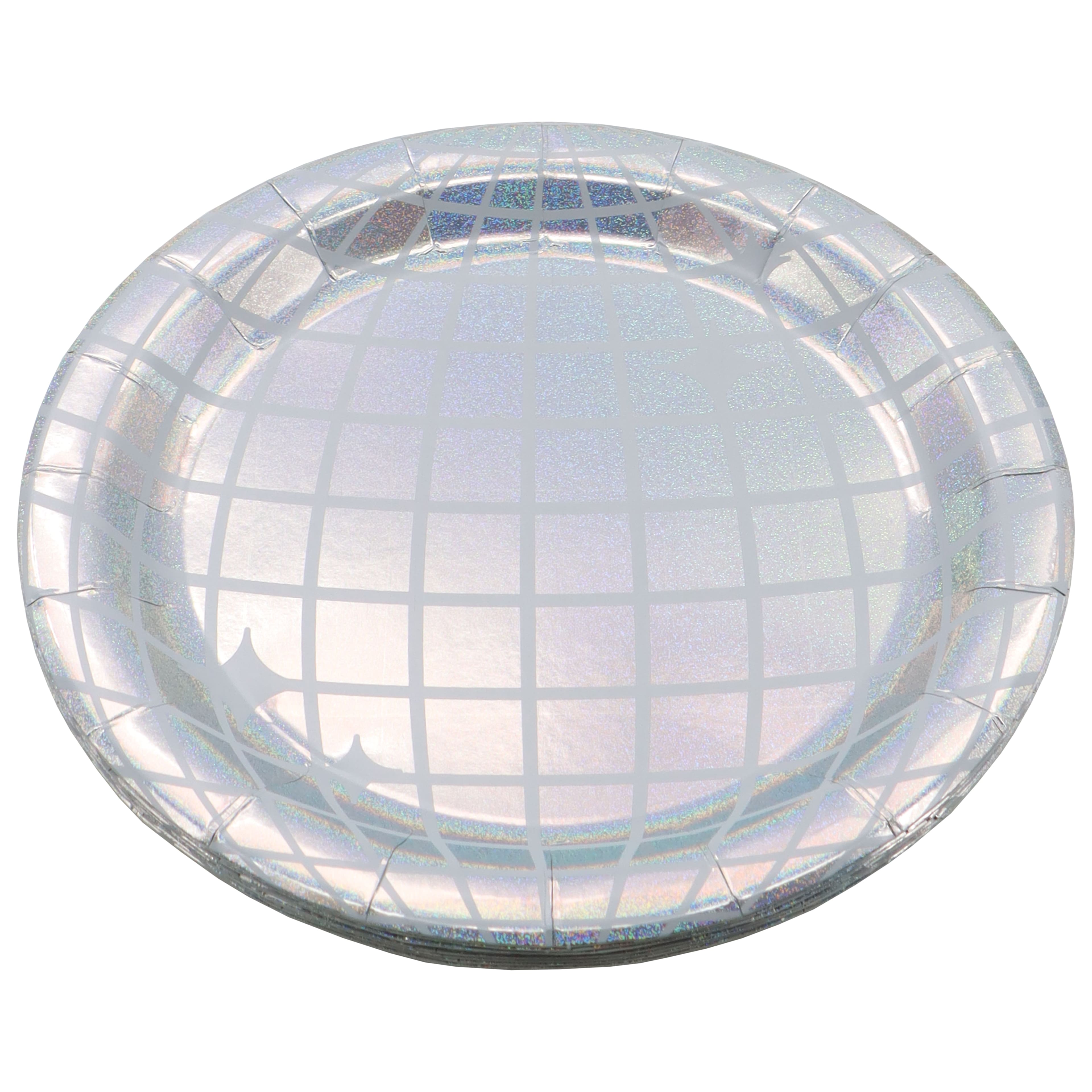 7&#x22; Iridescent Disco Ball Snack Plates, 8ct. by Celebrate It&#x2122;