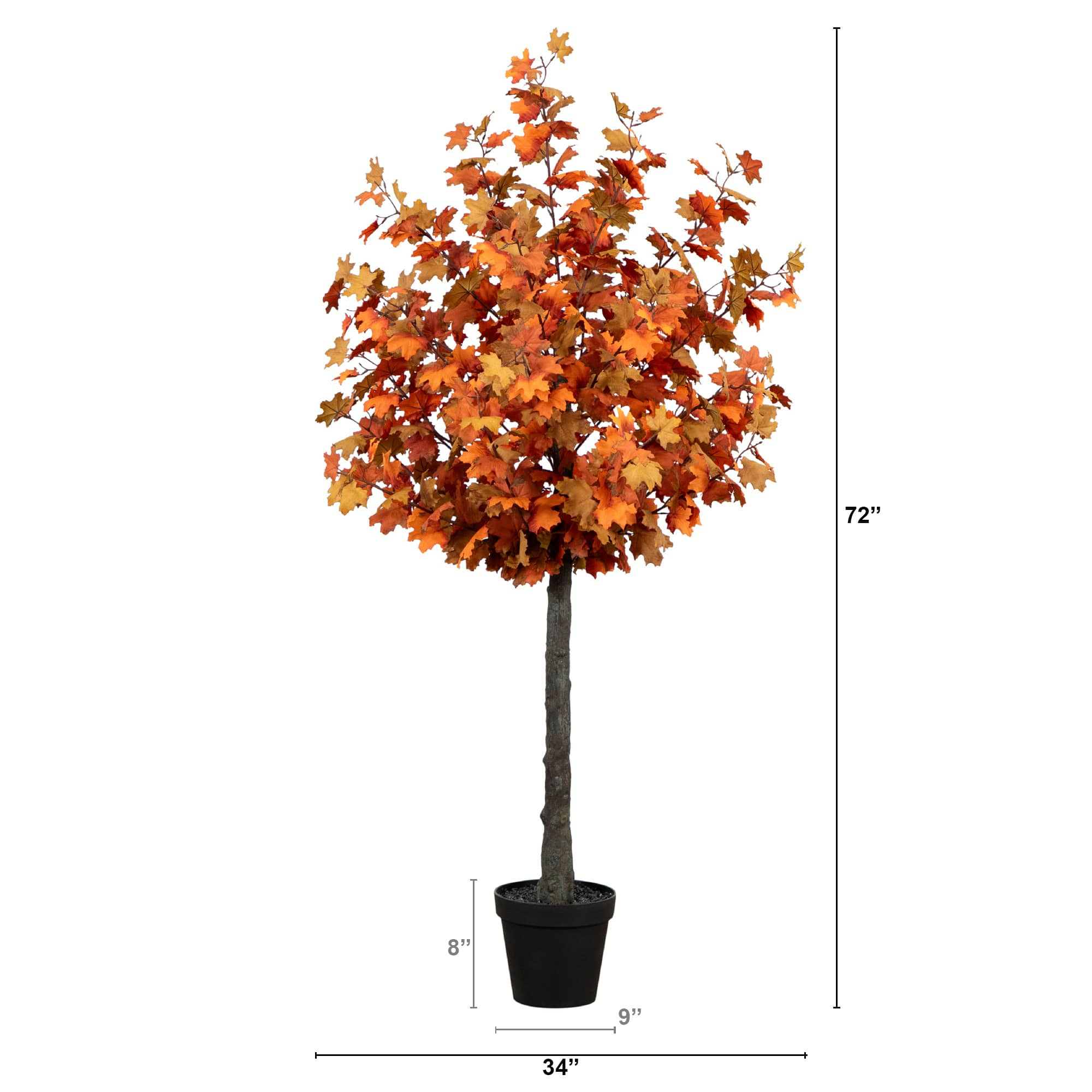 6ft. Deep Orange Autumn Lush Maple Artificial Potted Tree