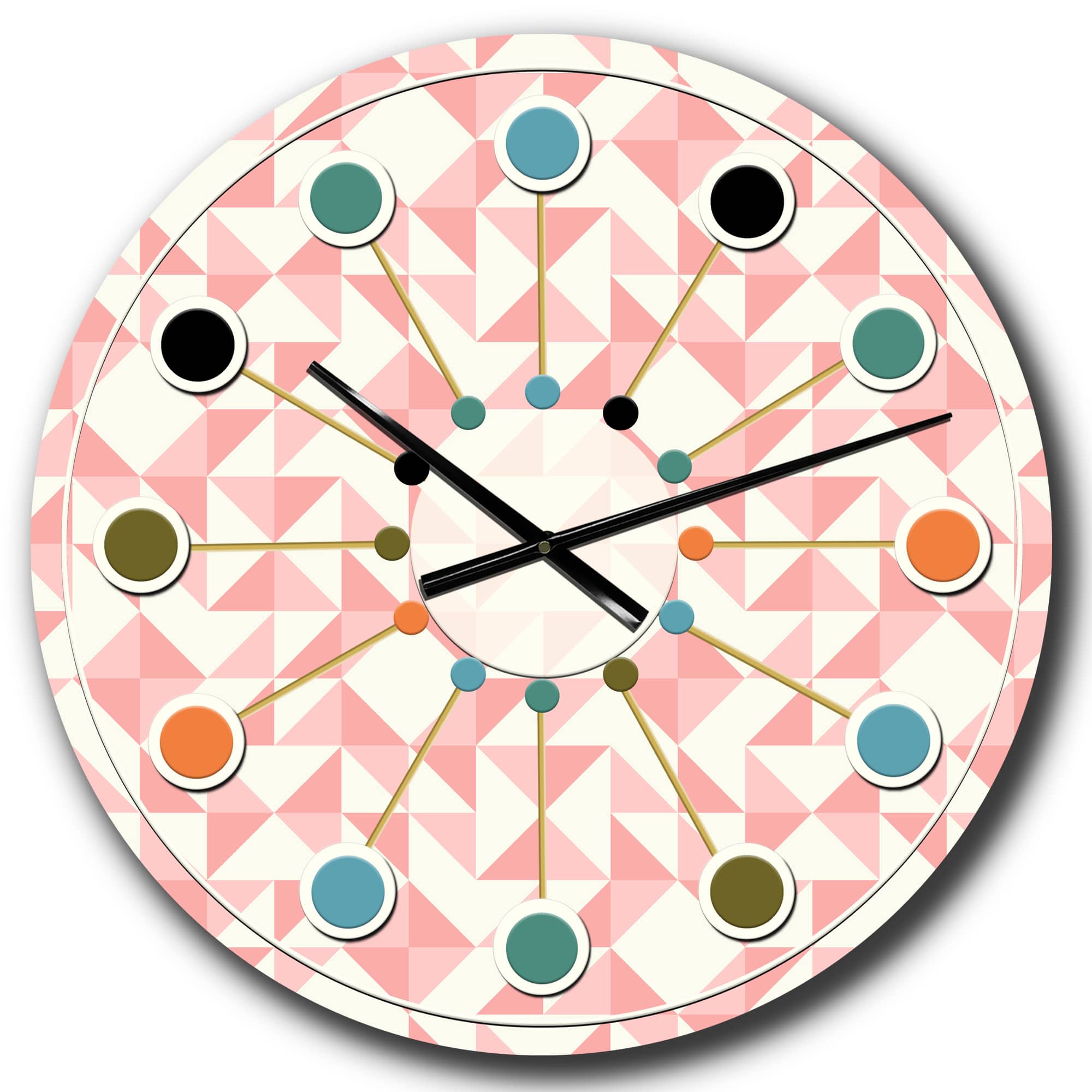 Designart &#x27;Abstract Geometric Pattern, Patchwork Quilting Mid-Century Modern Wall Clock